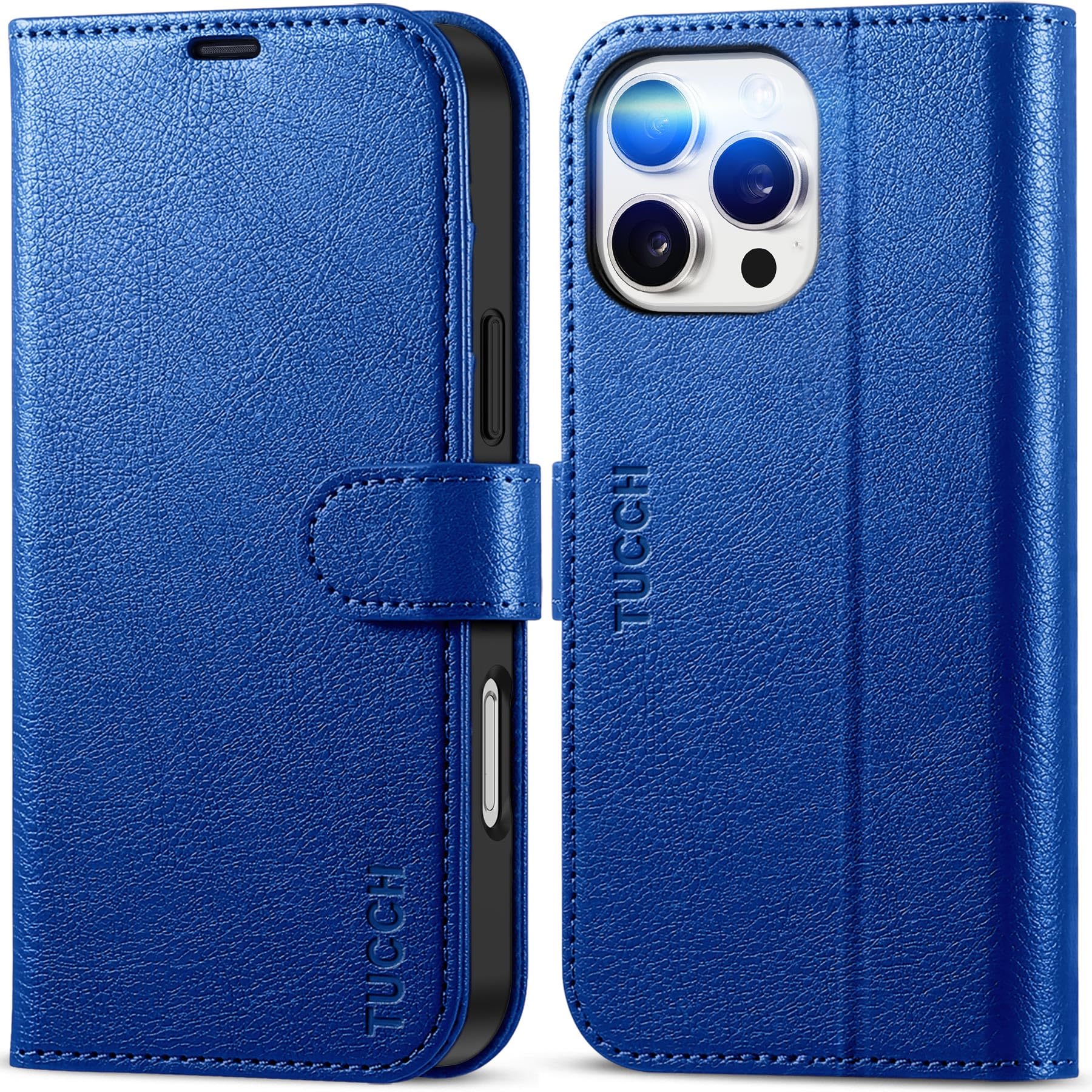 iPhone 16 Pro Max, RFID Blocking [4 Card Holders] Kickstand Shockproof TPU Interior Shell, PU Leather Magnetic Flip Folio Cover 2024, Black