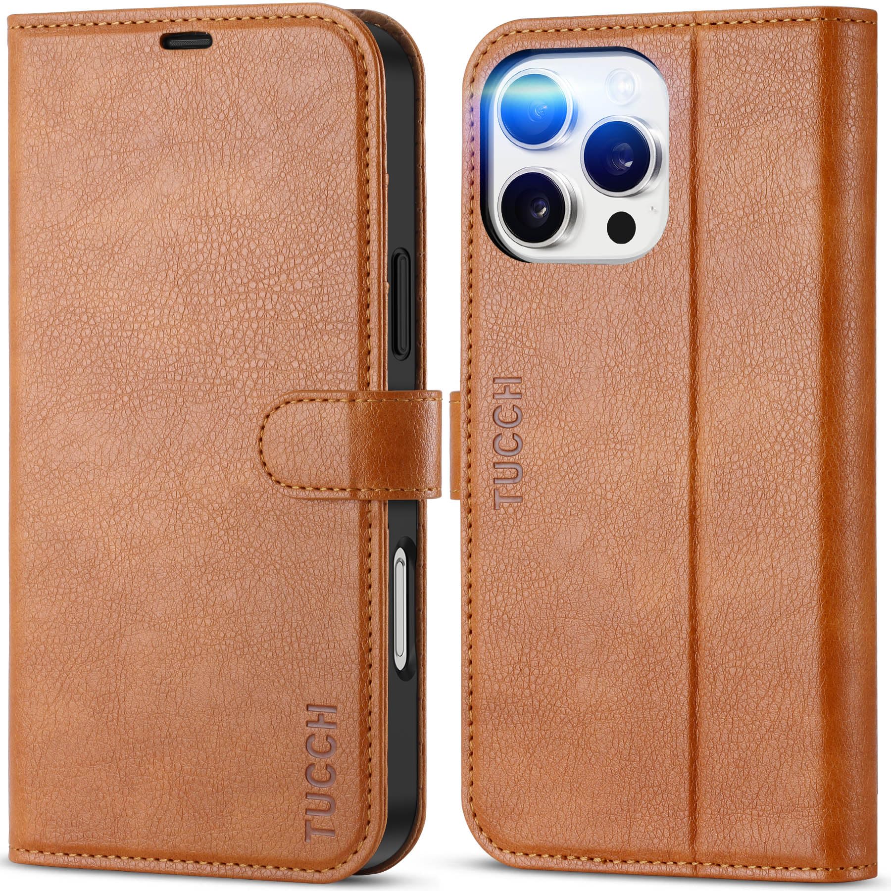 iPhone 16 Pro Max, RFID Blocking [4 Card Holders] Kickstand Shockproof TPU Interior Shell, PU Leather Magnetic Flip Folio Cover 2024, Black