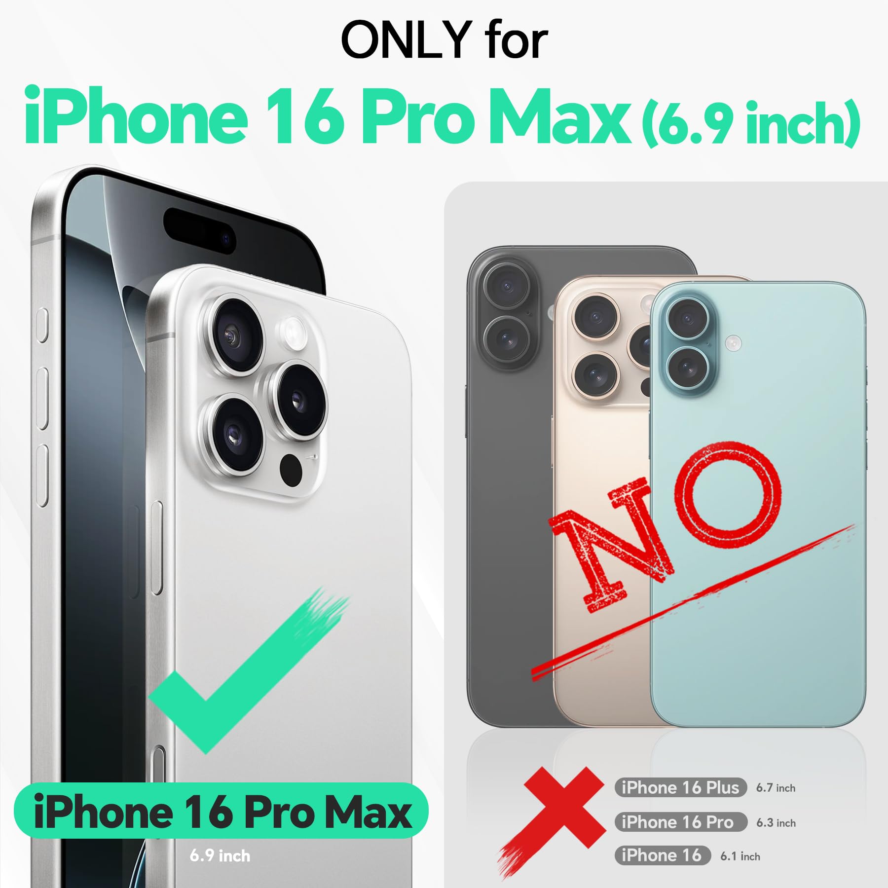 iPhone 16 Pro Max, RFID Blocking [4 Card Holders] Kickstand Shockproof TPU Interior Shell, PU Leather Magnetic Flip Folio Cover 2024, Black