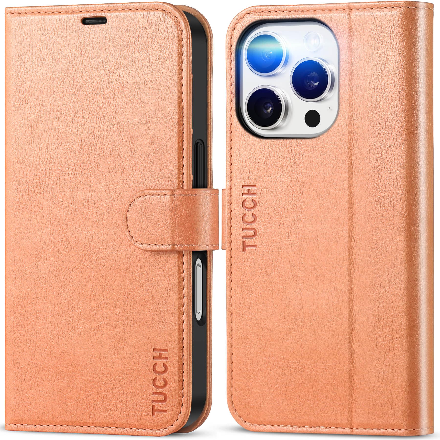 iPhone 16 Pro, RFID Blocking [4 Card Holder] Kickstand [Shockproof TPU Inner Shell] PU Leather Magnetic Protective Flip Cover 6.3“ 2024, Black