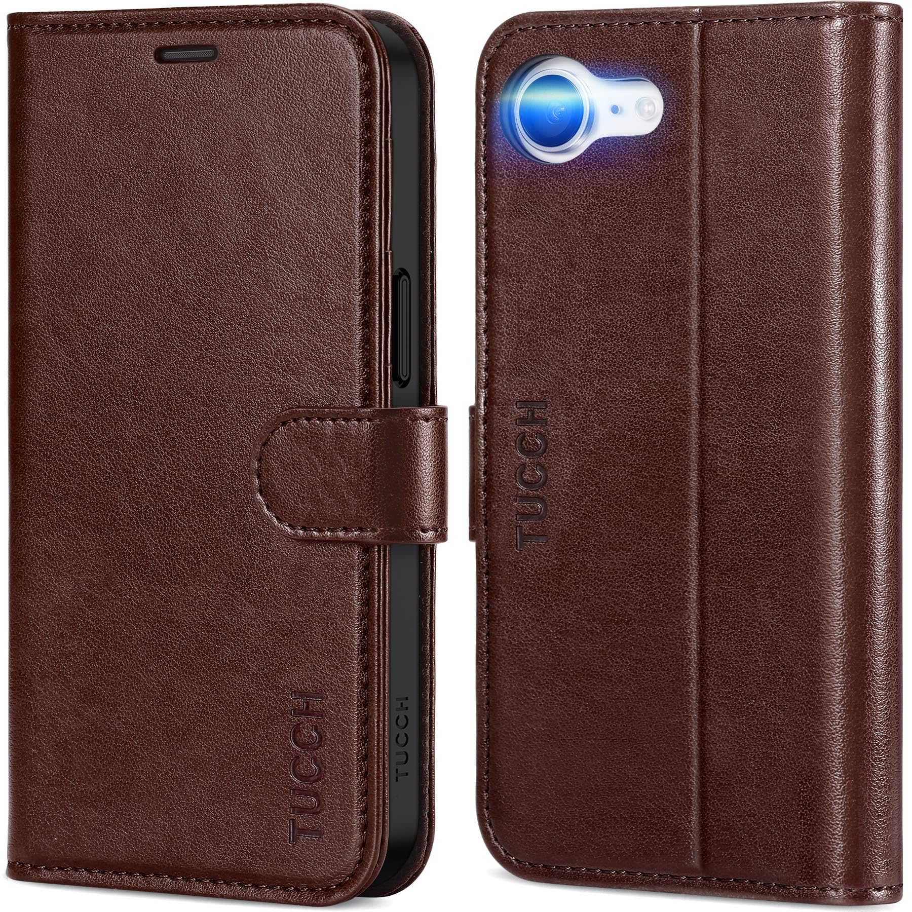 iPhone 16e, [RFID Blocking] 4 Card Holder Kickstand [Shockproof TPU Inner Case] PU Leather Magnetic Closure Protective Cover Compatible with iPhone 16e 6.1" 2025, Black