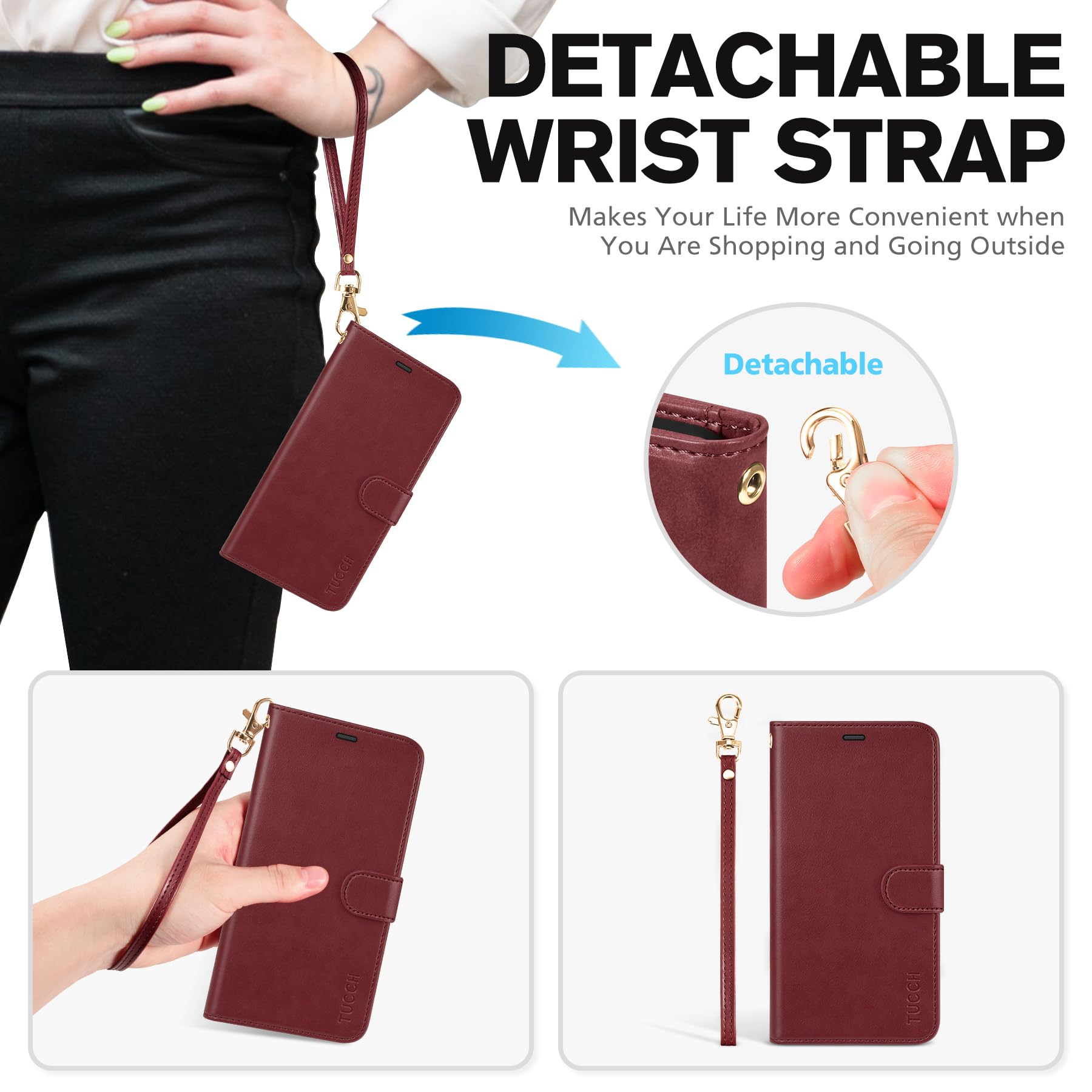 iPhone 16e, [RFID Blocking] 4 Card Holder Kickstand [Shockproof TPU Inner Case] PU Leather Magnetic Closure Protective Cover Compatible with iPhone 16e 6.1" 2025, Black