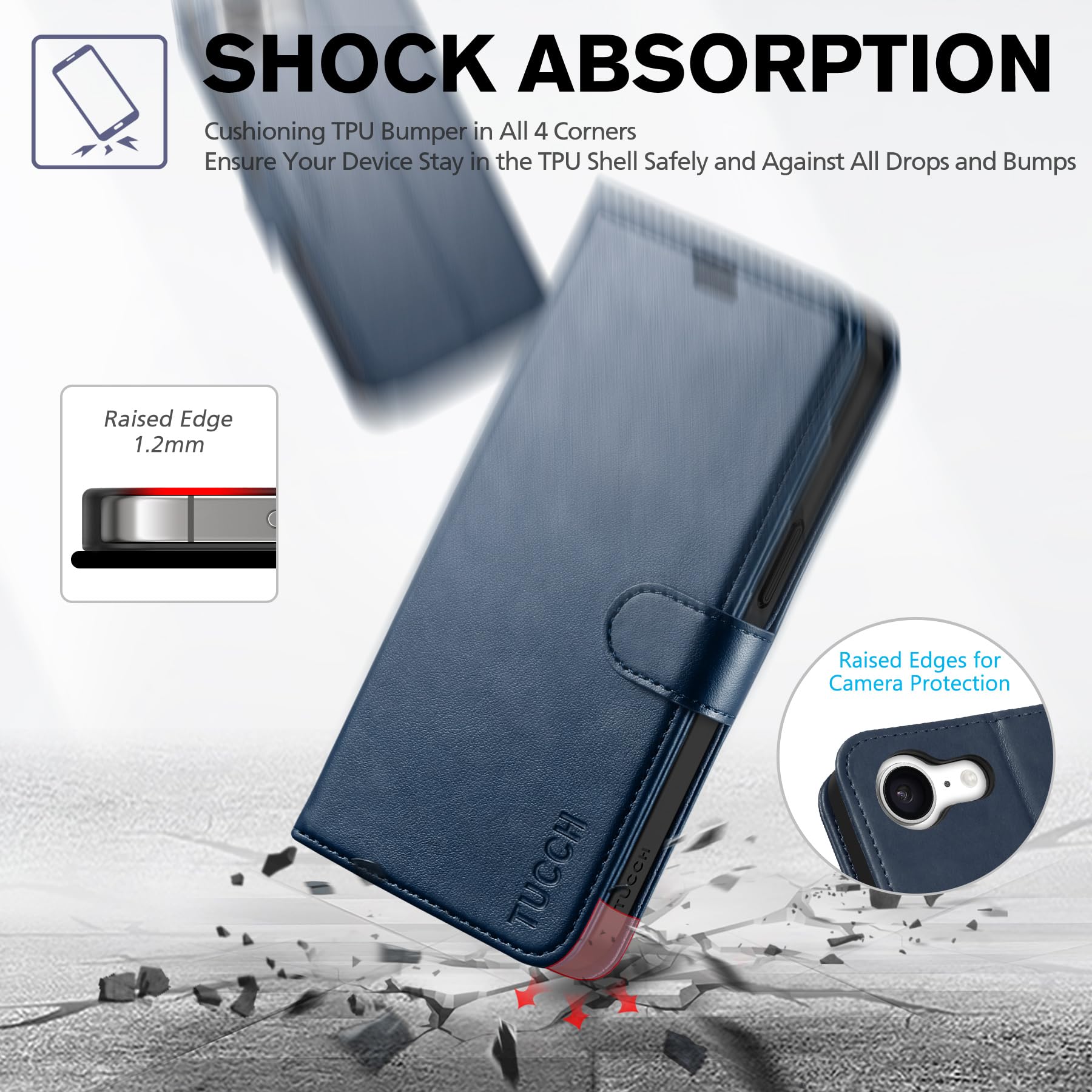 iPhone 16e, [RFID Blocking] 4 Card Holder Kickstand [Shockproof TPU Inner Case] PU Leather Magnetic Closure Protective Cover Compatible with iPhone 16e 6.1" 2025, Black