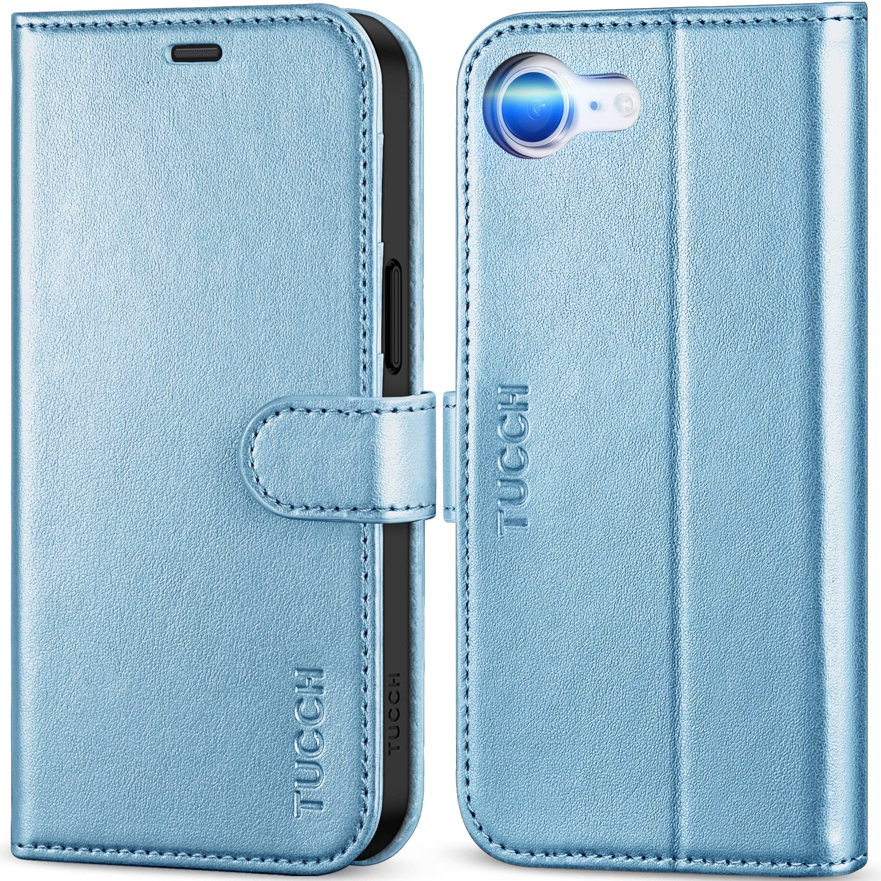 iPhone 16e, [RFID Blocking] 4 Card Holder Kickstand [Shockproof TPU Inner Case] PU Leather Magnetic Closure Protective Cover Compatible with iPhone 16e 6.1" 2025, Black