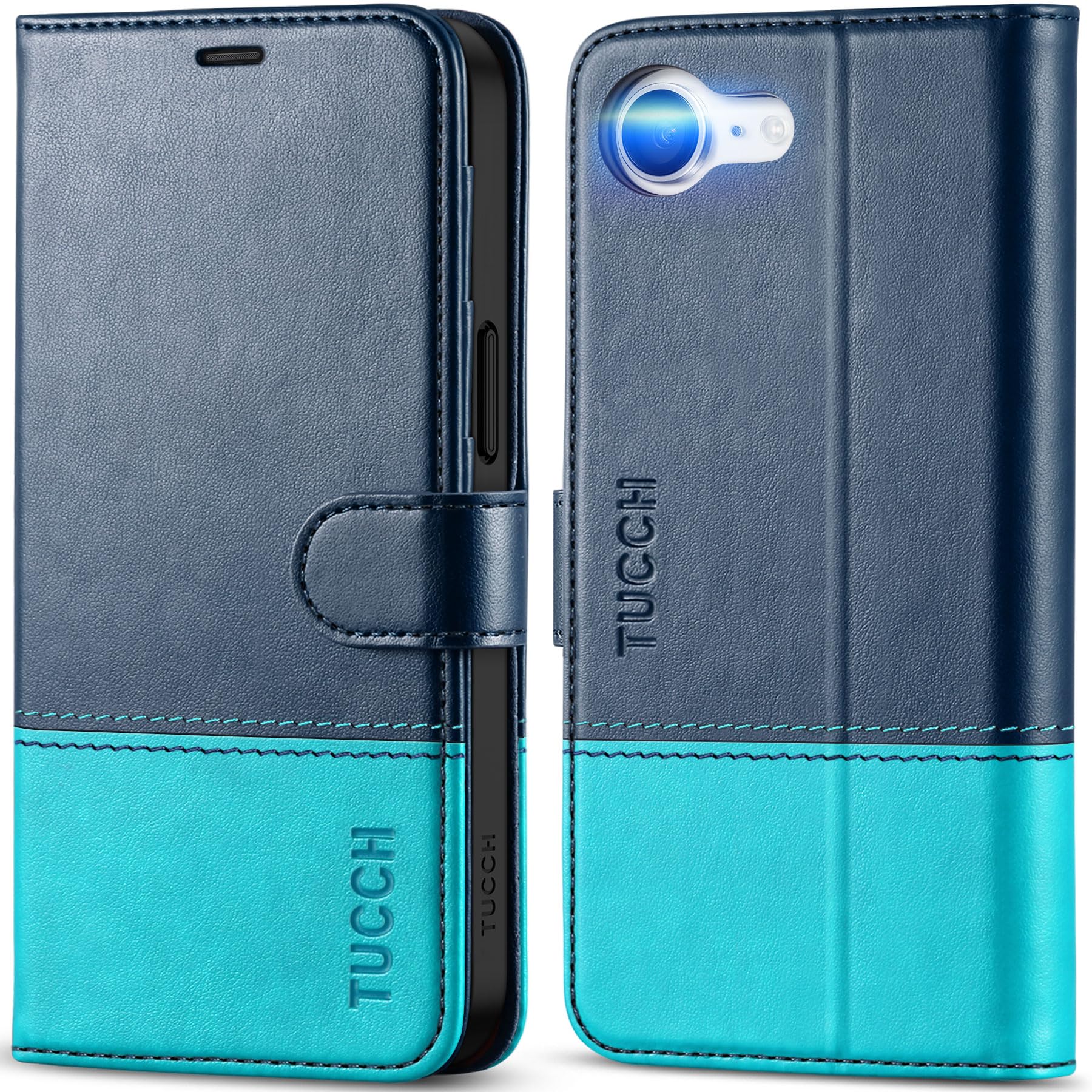 iPhone 16e, [RFID Blocking] 4 Card Holder Kickstand [Shockproof TPU Inner Case] PU Leather Magnetic Closure Protective Cover Compatible with iPhone 16e 6.1" 2025, Black