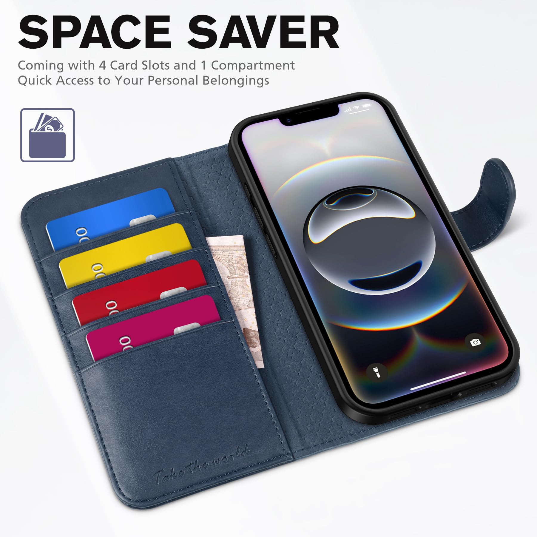 iPhone 16e, [RFID Blocking] 4 Card Holder Kickstand [Shockproof TPU Inner Case] PU Leather Magnetic Closure Protective Cover Compatible with iPhone 16e 6.1" 2025, Black