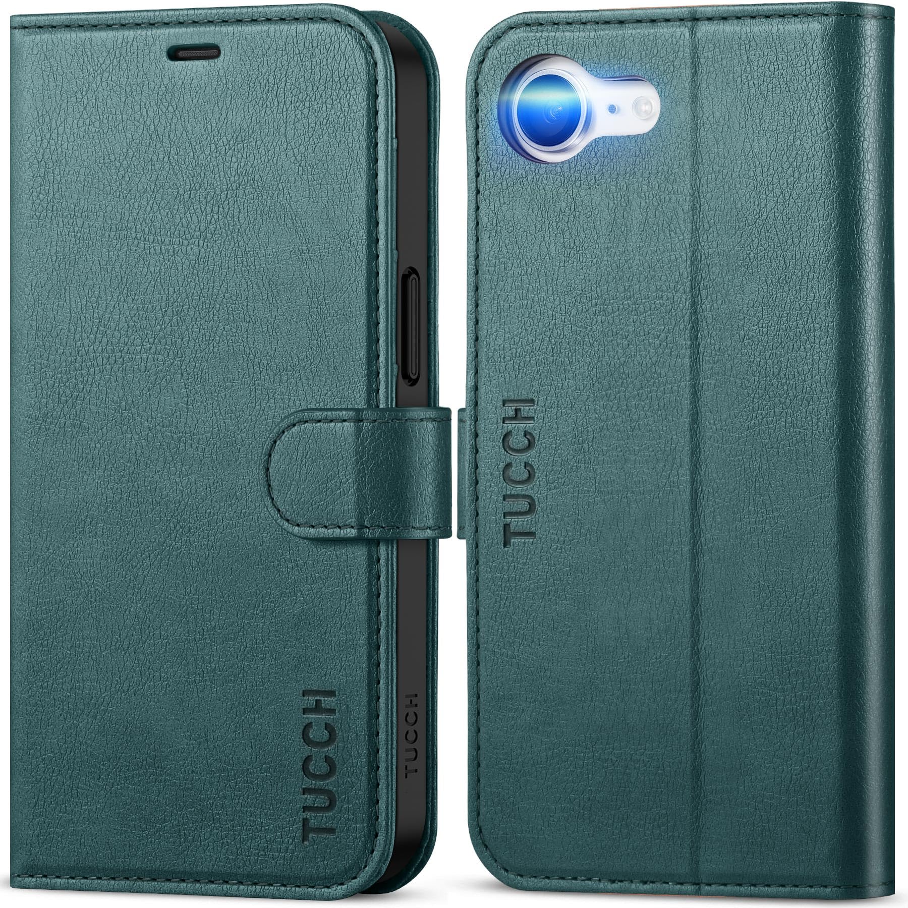 iPhone 16e, [RFID Blocking] 4 Card Holder Kickstand [Shockproof TPU Inner Case] PU Leather Magnetic Closure Protective Cover Compatible with iPhone 16e 6.1" 2025, Black