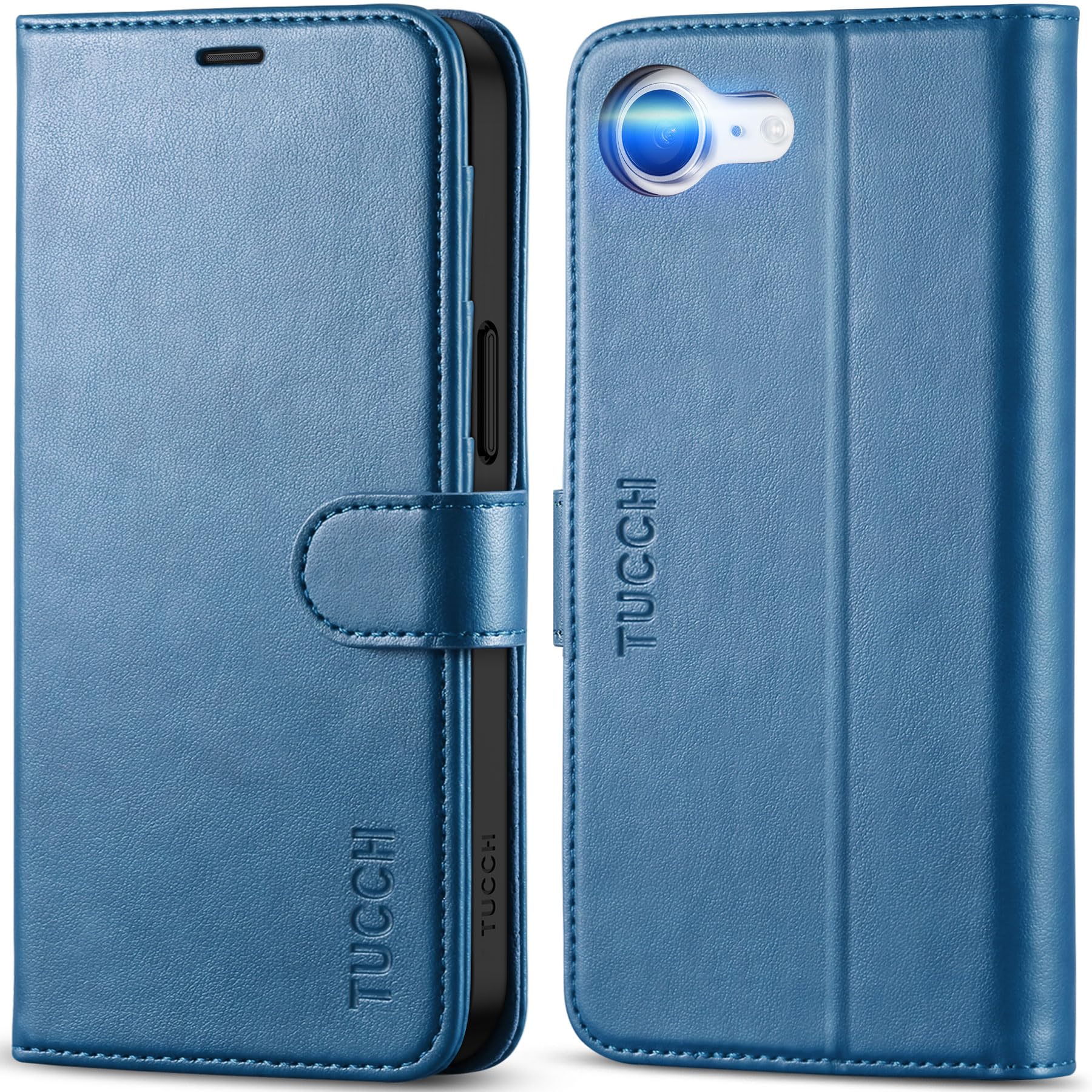 iPhone 16e, [RFID Blocking] 4 Card Holder Kickstand [Shockproof TPU Inner Case] PU Leather Magnetic Closure Protective Cover Compatible with iPhone 16e 6.1" 2025, Black