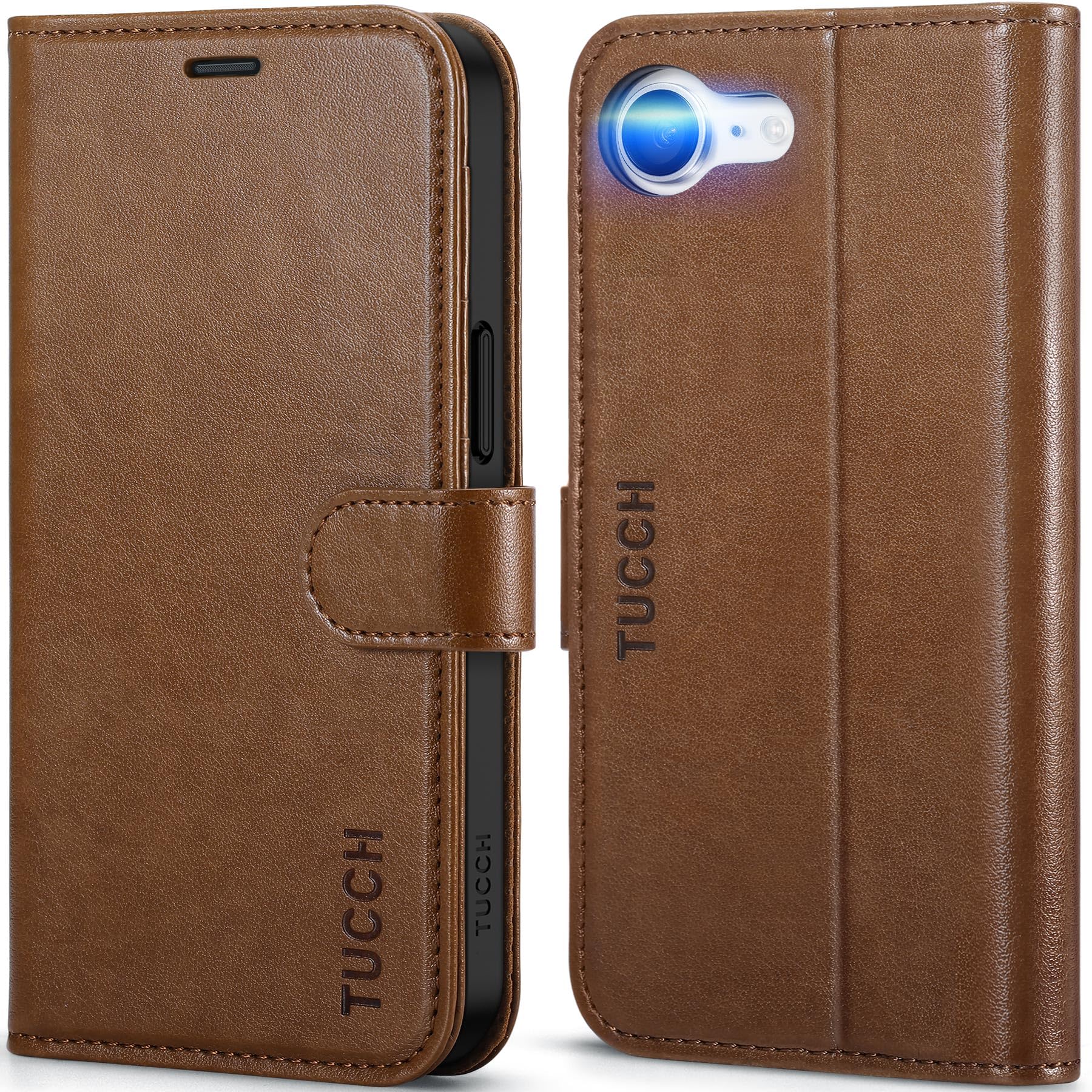 iPhone 16e, [RFID Blocking] 4 Card Holder Kickstand [Shockproof TPU Inner Case] PU Leather Magnetic Closure Protective Cover Compatible with iPhone 16e 6.1" 2025, Black