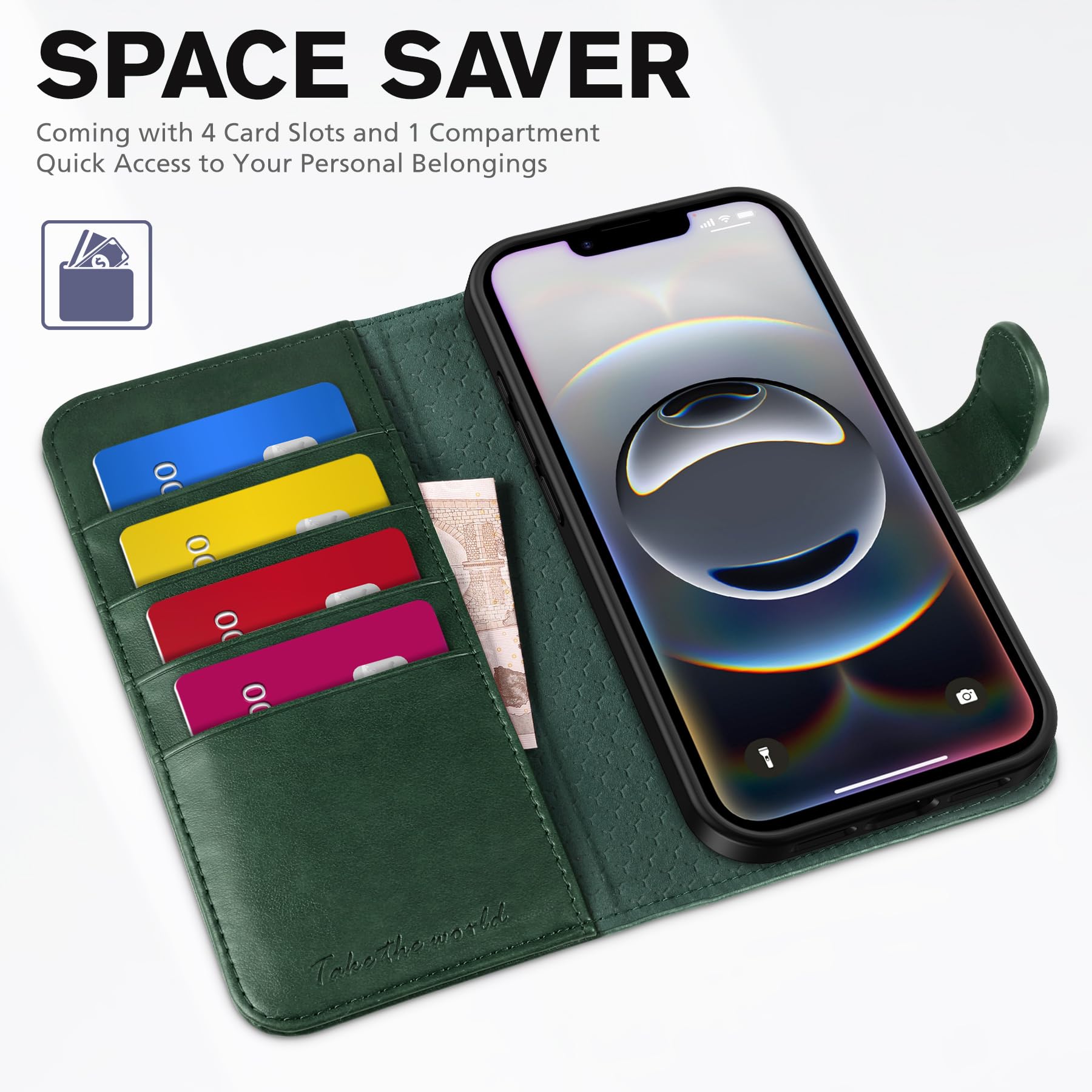 iPhone 16e, [RFID Blocking] 4 Card Holder Kickstand [Shockproof TPU Inner Case] PU Leather Magnetic Closure Protective Cover Compatible with iPhone 16e 6.1" 2025, Black