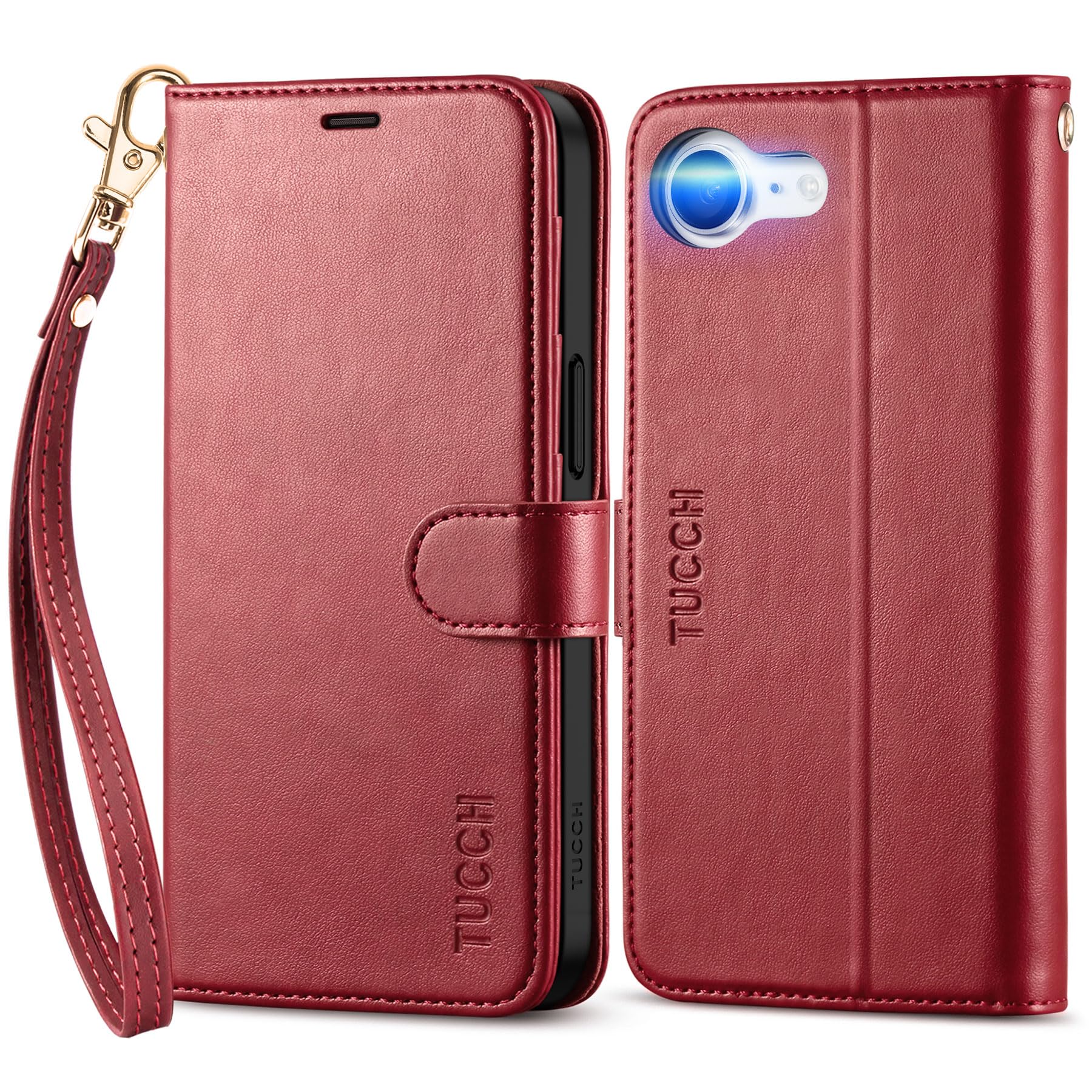 iPhone 16e, [RFID Blocking] 4 Card Holder Kickstand [Shockproof TPU Inner Case] PU Leather Magnetic Closure Protective Cover Compatible with iPhone 16e 6.1" 2025, Black