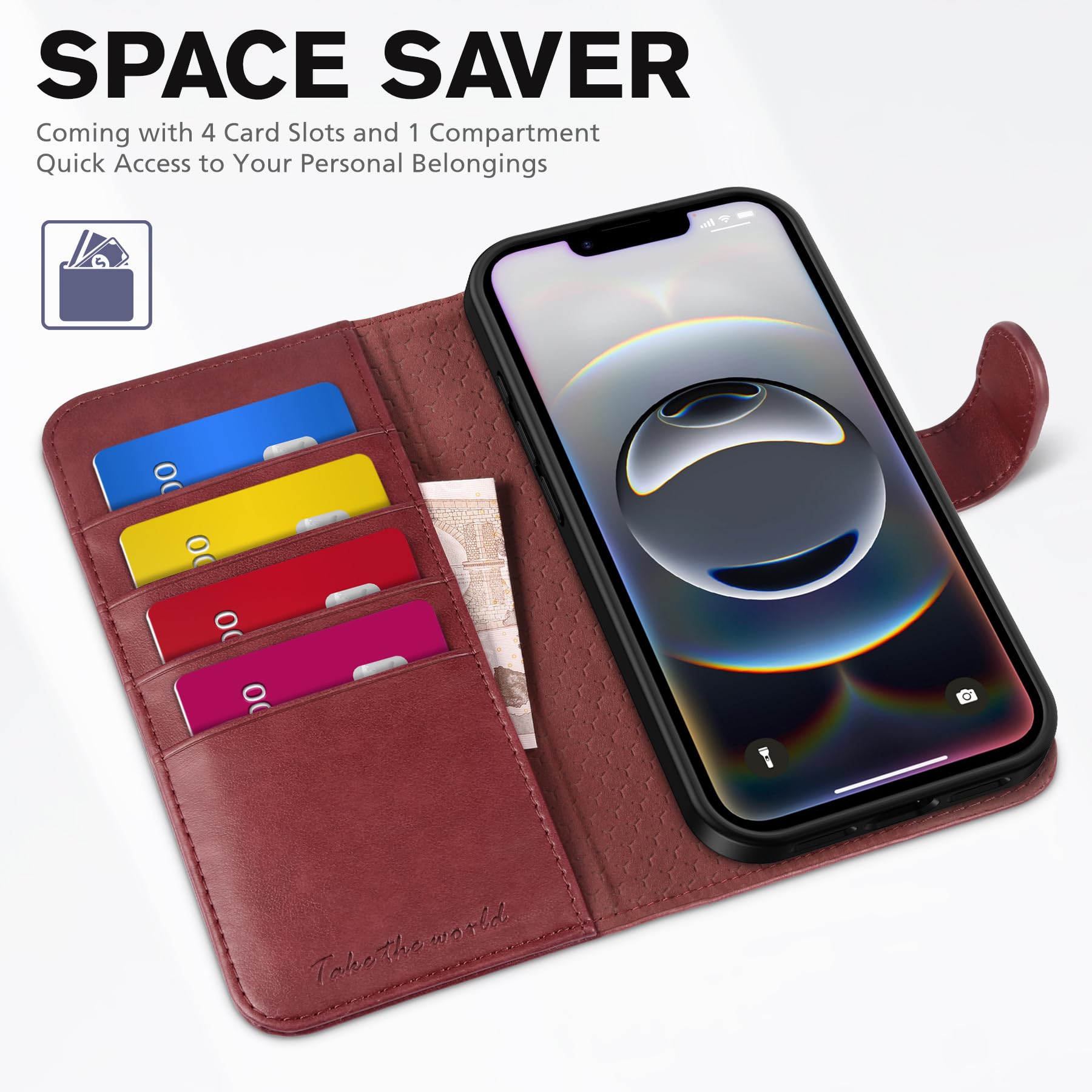 iPhone 16e, [RFID Blocking] 4 Card Holder Kickstand [Shockproof TPU Inner Case] PU Leather Magnetic Closure Protective Cover Compatible with iPhone 16e 6.1" 2025, Black