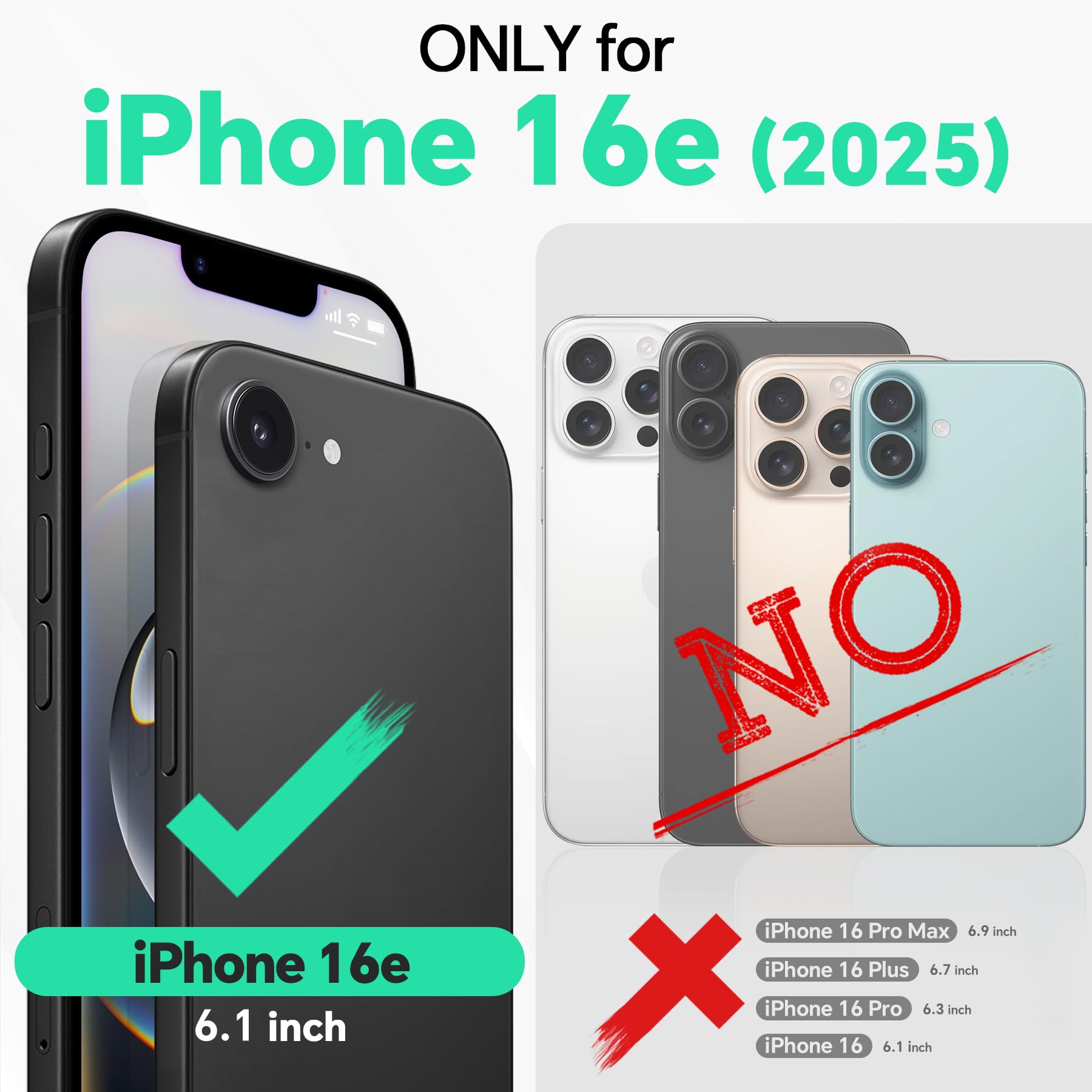 iPhone 16e, [RFID Blocking] 4 Card Holder Kickstand [Shockproof TPU Inner Case] PU Leather Magnetic Closure Protective Cover Compatible with iPhone 16e 6.1" 2025, Black