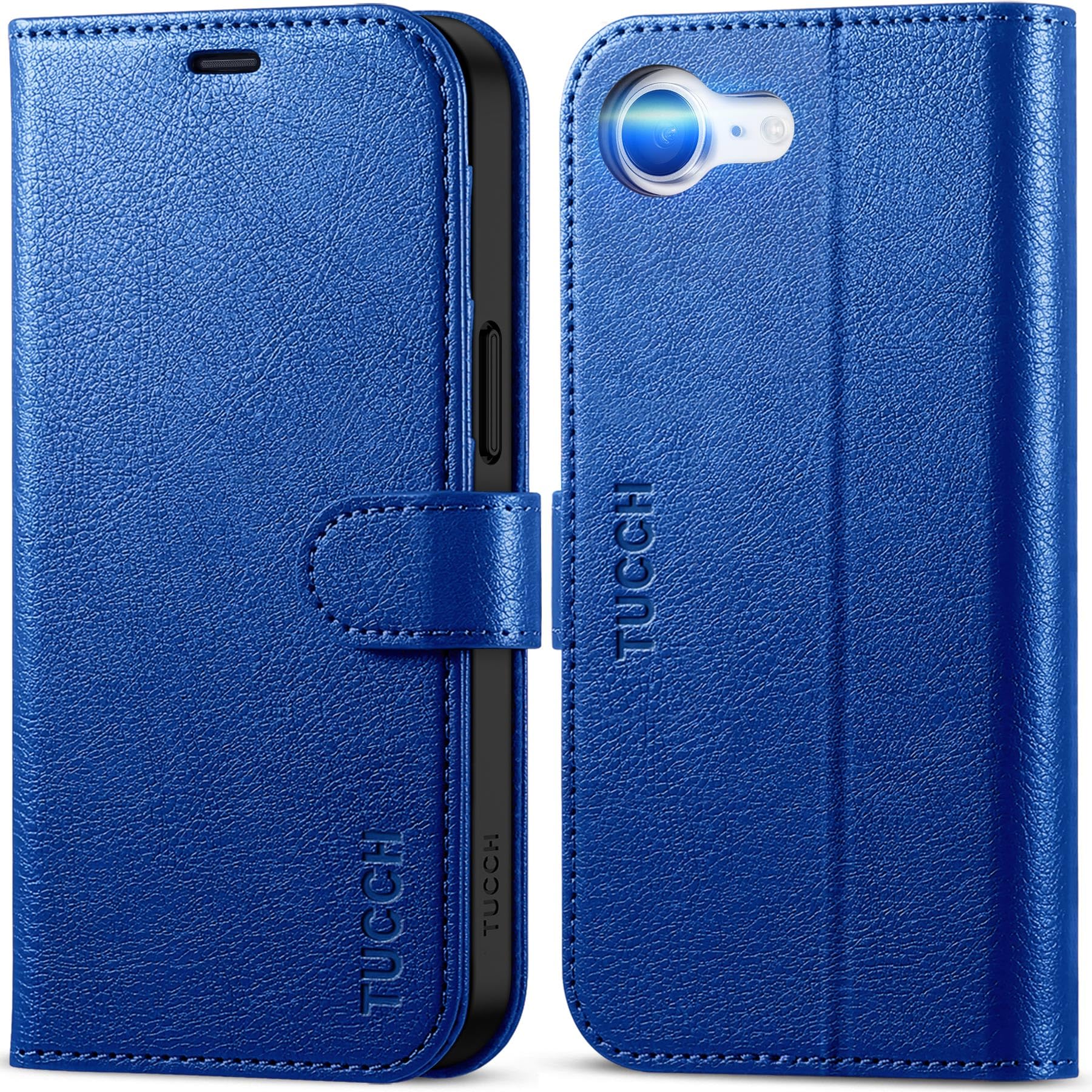 iPhone 16e, [RFID Blocking] 4 Card Holder Kickstand [Shockproof TPU Inner Case] PU Leather Magnetic Closure Protective Cover Compatible with iPhone 16e 6.1" 2025, Black