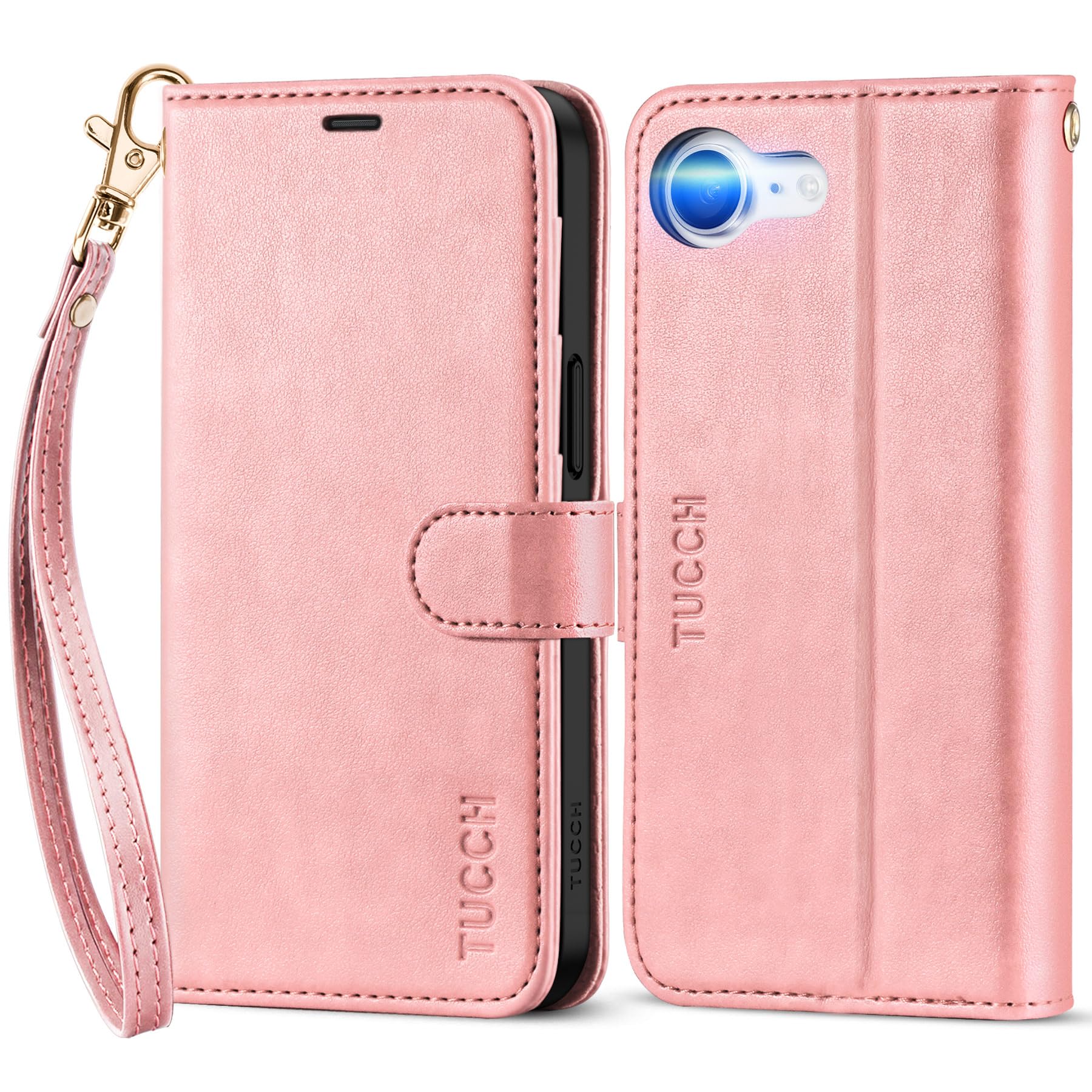 iPhone 16e, [RFID Blocking] 4 Card Holder Kickstand [Shockproof TPU Inner Case] PU Leather Magnetic Closure Protective Cover Compatible with iPhone 16e 6.1" 2025, Black