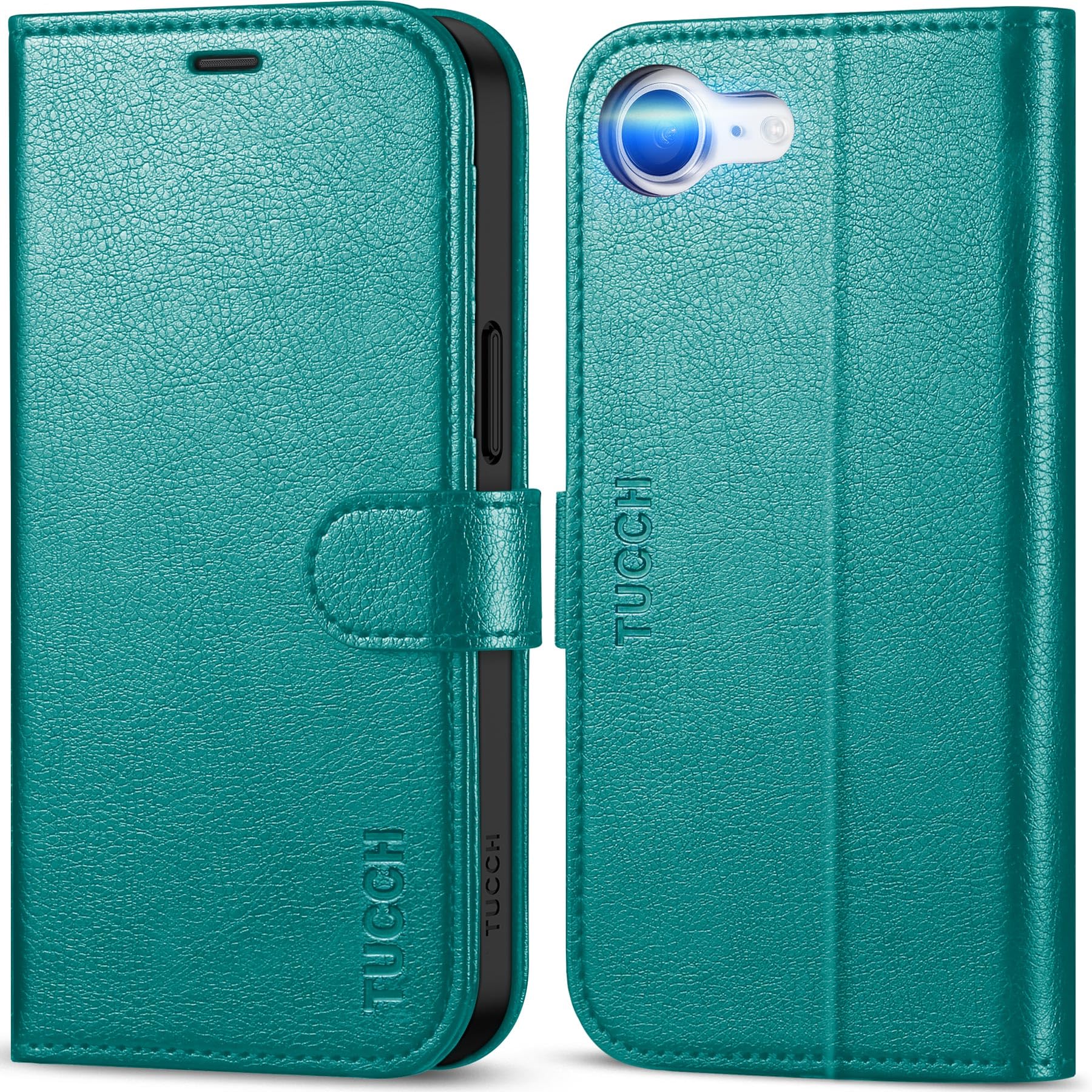 iPhone 16e, [RFID Blocking] 4 Card Holder Kickstand [Shockproof TPU Inner Case] PU Leather Magnetic Closure Protective Cover Compatible with iPhone 16e 6.1" 2025, Black