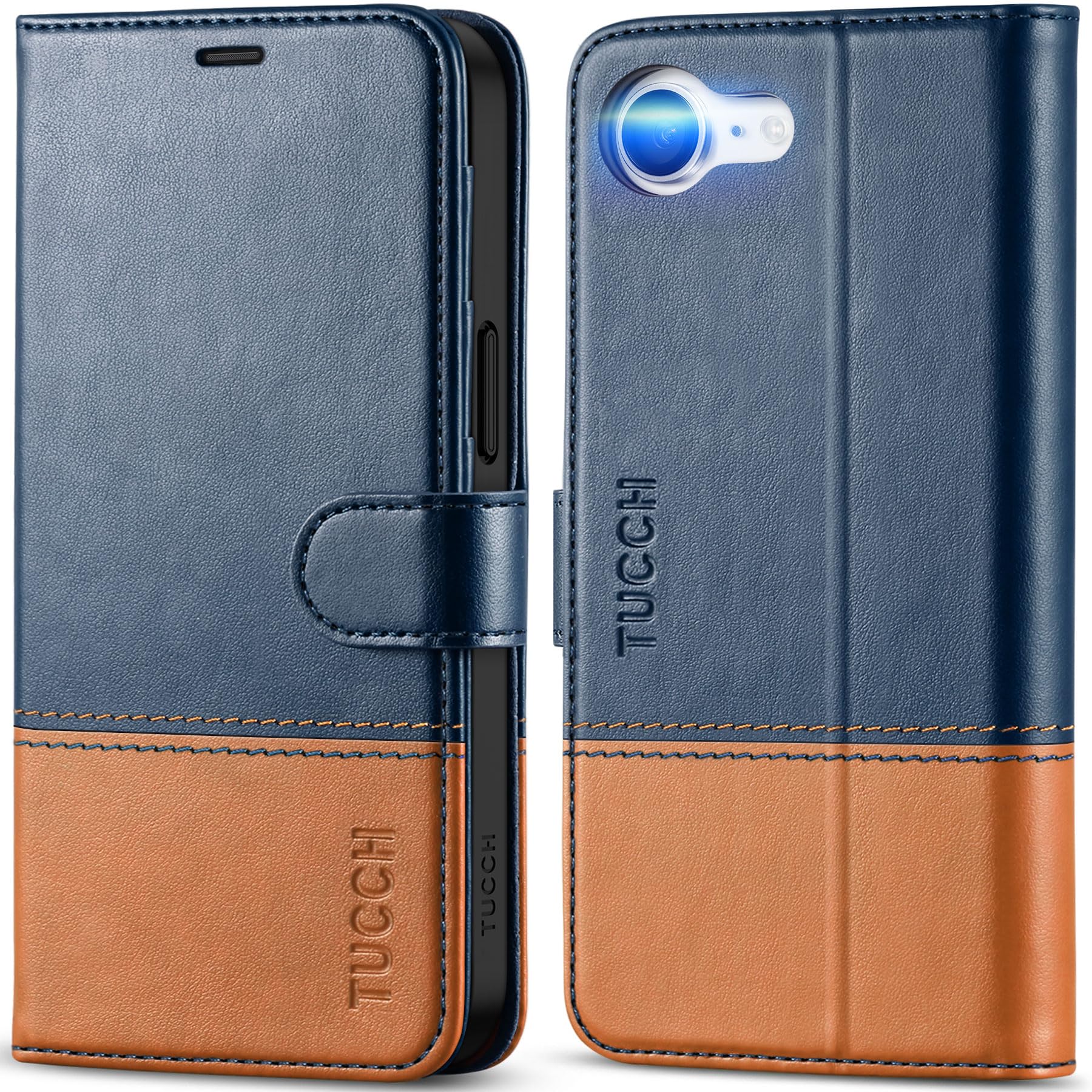 iPhone 16e, [RFID Blocking] 4 Card Holder Kickstand [Shockproof TPU Inner Case] PU Leather Magnetic Closure Protective Cover Compatible with iPhone 16e 6.1" 2025, Black