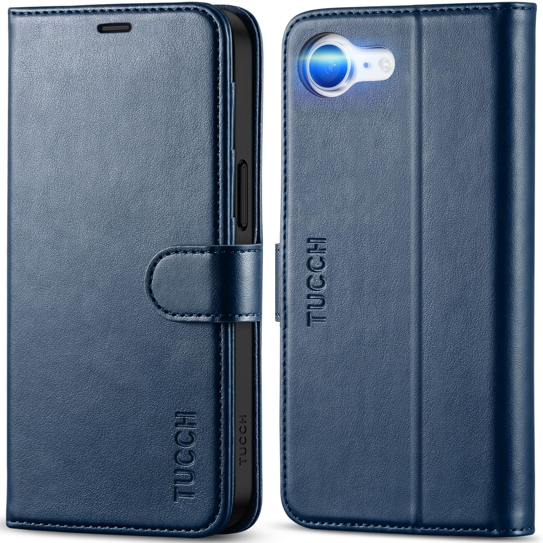 iPhone 16e, [RFID Blocking] 4 Card Holder Kickstand [Shockproof TPU Inner Case] PU Leather Magnetic Closure Protective Cover Compatible with iPhone 16e 6.1" 2025, Black