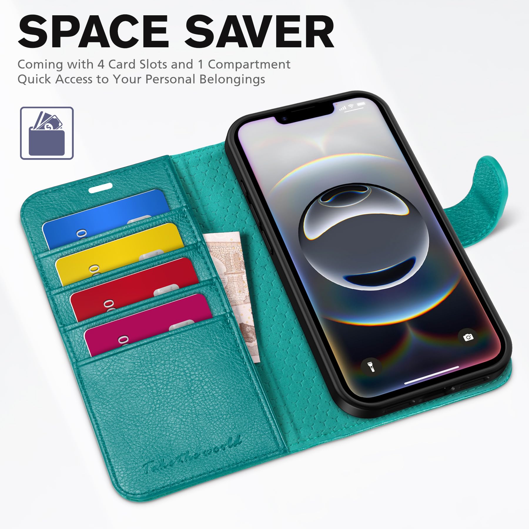 iPhone 16e, [RFID Blocking] 4 Card Holder Kickstand [Shockproof TPU Inner Case] PU Leather Magnetic Closure Protective Cover Compatible with iPhone 16e 6.1" 2025, Black