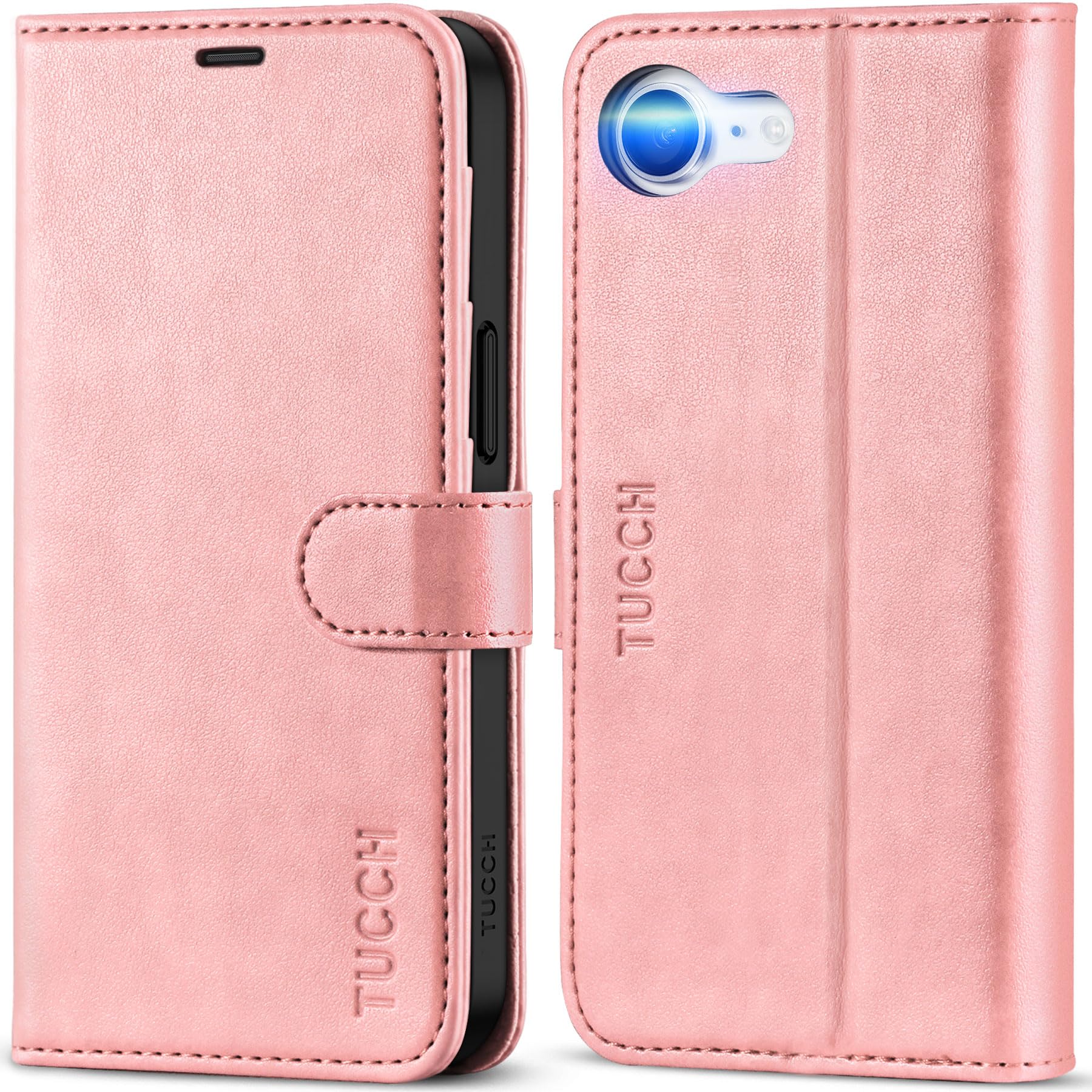 iPhone 16e, [RFID Blocking] 4 Card Holder Kickstand [Shockproof TPU Inner Case] PU Leather Magnetic Closure Protective Cover Compatible with iPhone 16e 6.1" 2025, Black