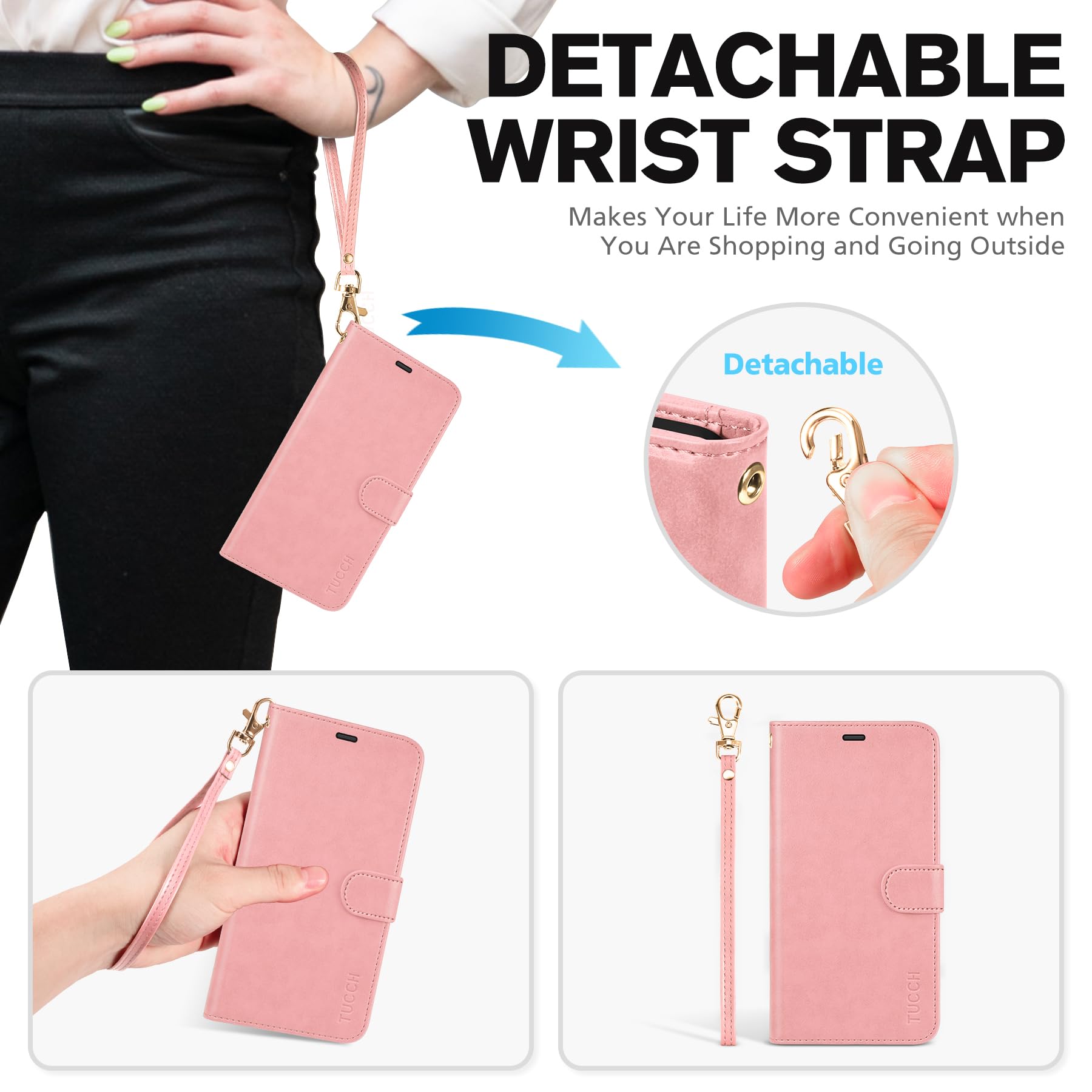 iPhone 16e, [RFID Blocking] 4 Card Holder Kickstand [Shockproof TPU Inner Case] PU Leather Magnetic Closure Protective Cover Compatible with iPhone 16e 6.1" 2025, Black