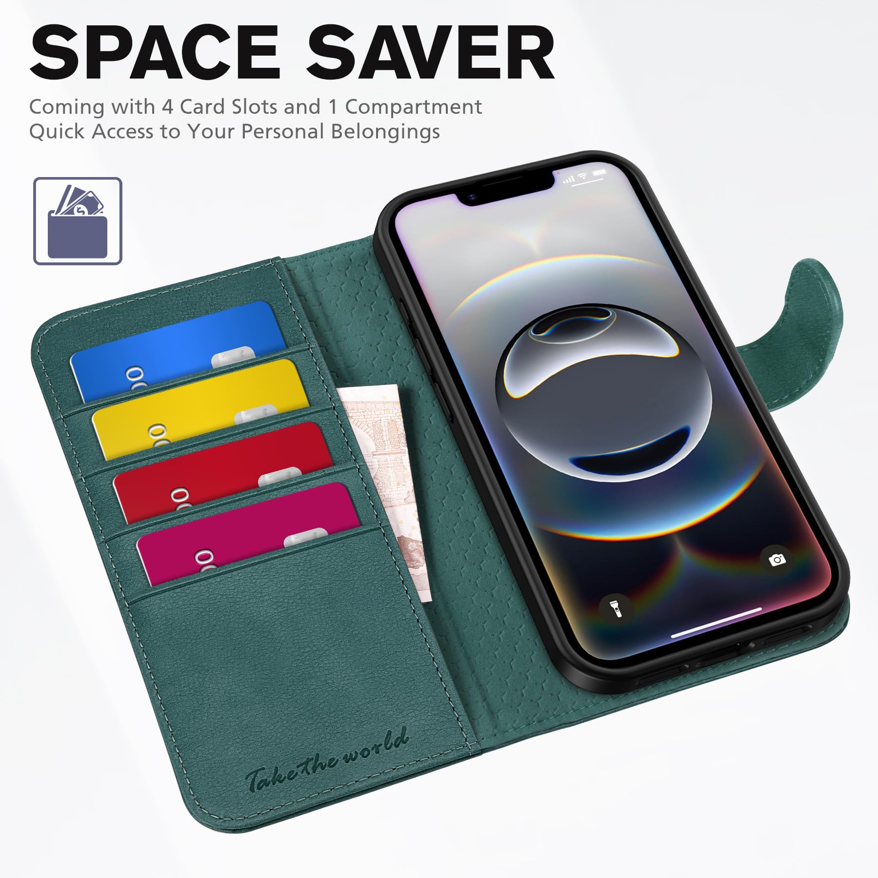 iPhone 16e, [RFID Blocking] 4 Card Holder Kickstand [Shockproof TPU Inner Case] PU Leather Magnetic Closure Protective Cover Compatible with iPhone 16e 6.1" 2025, Black