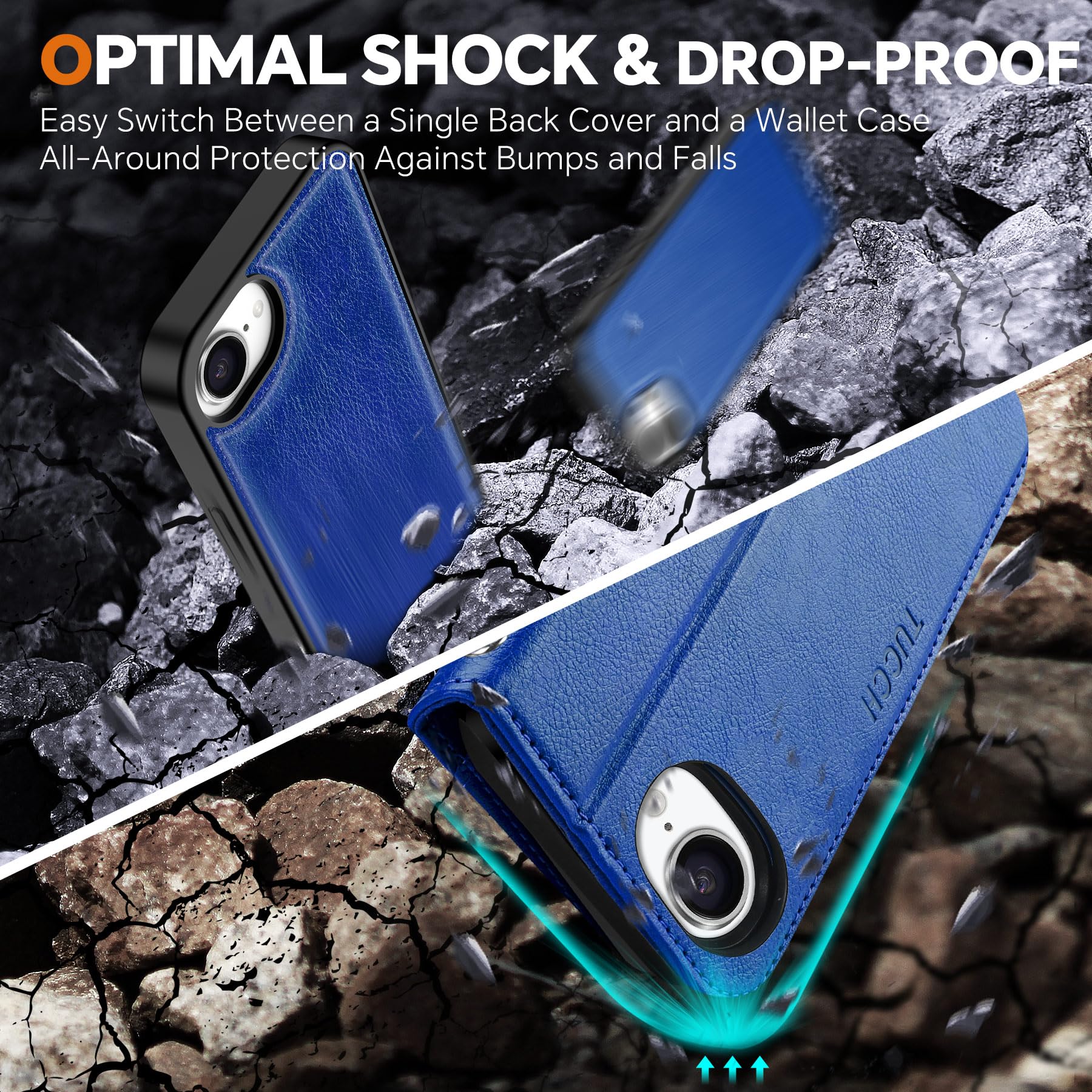 iPhone 16e Wallet 6.1", [Wrist Strap] [Detachable] Magnetic PU Leather Wallet Case RFID Blocking [Wireless Charging] 4 Card Holders Stand Folio Cover for iPhone 16e, Plum Purple