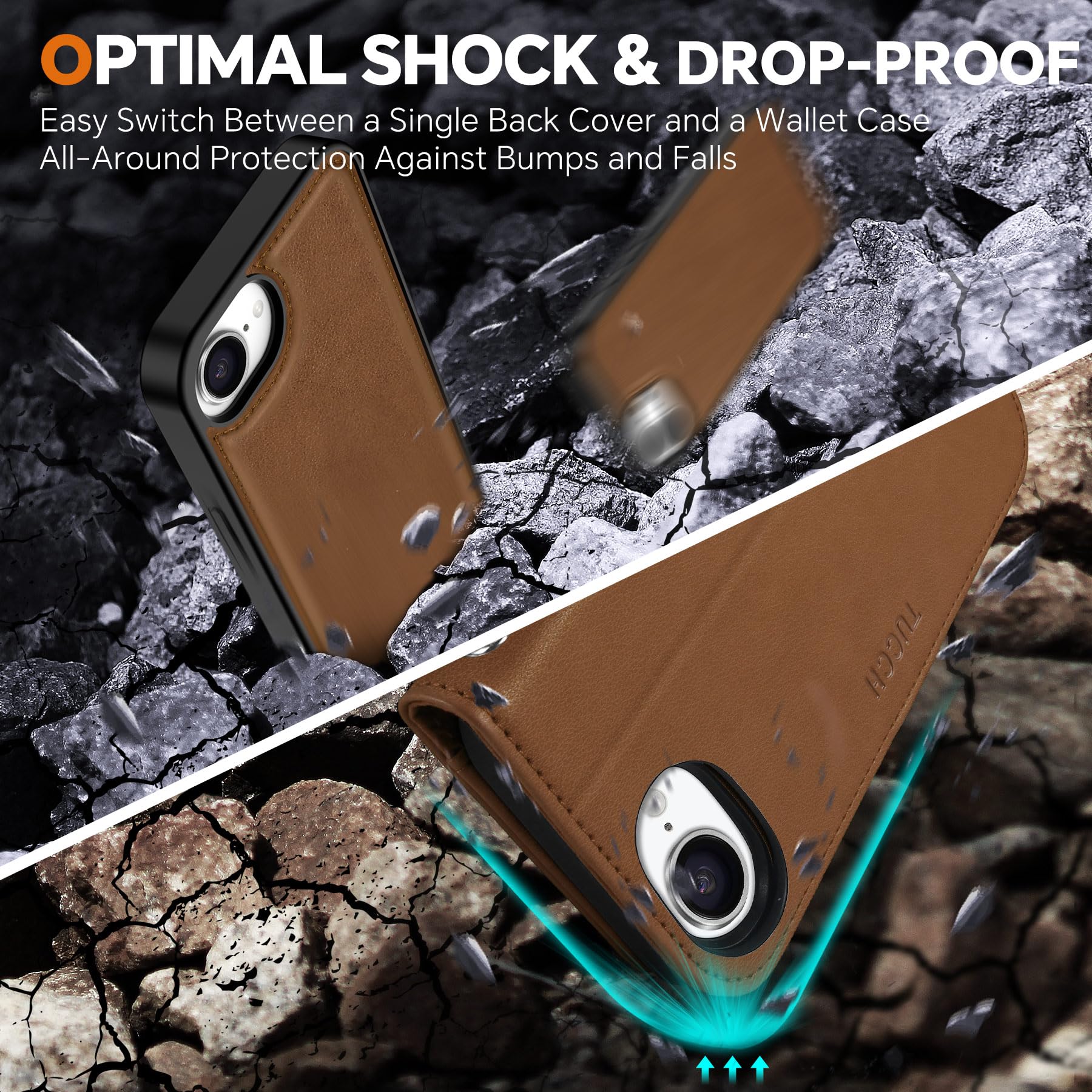 iPhone 16e Wallet 6.1", [Wrist Strap] [Detachable] Magnetic PU Leather Wallet Case RFID Blocking [Wireless Charging] 4 Card Holders Stand Folio Cover for iPhone 16e, Plum Purple