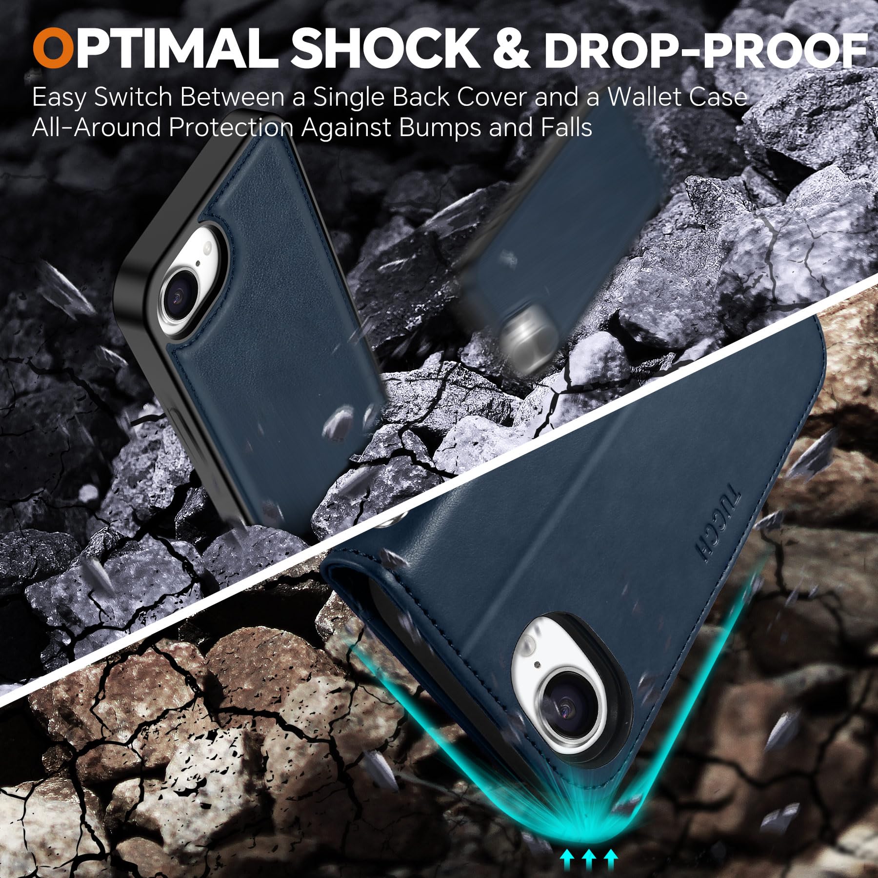 iPhone 16e Wallet 6.1", [Wrist Strap] [Detachable] Magnetic PU Leather Wallet Case RFID Blocking [Wireless Charging] 4 Card Holders Stand Folio Cover for iPhone 16e, Plum Purple