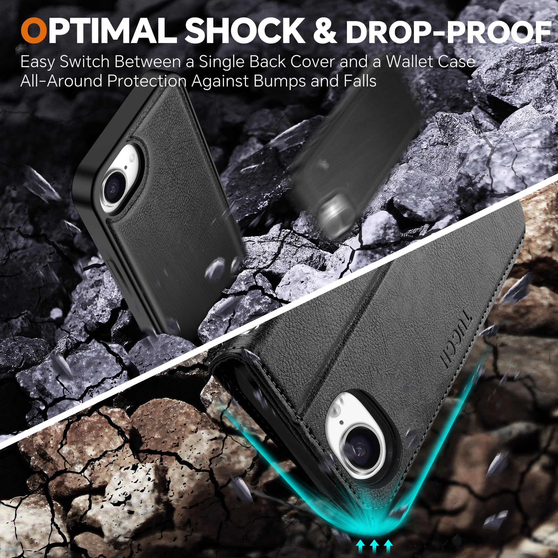 iPhone 16e Wallet 6.1", [Wrist Strap] [Detachable] Magnetic PU Leather Wallet Case RFID Blocking [Wireless Charging] 4 Card Holders Stand Folio Cover for iPhone 16e, Plum Purple