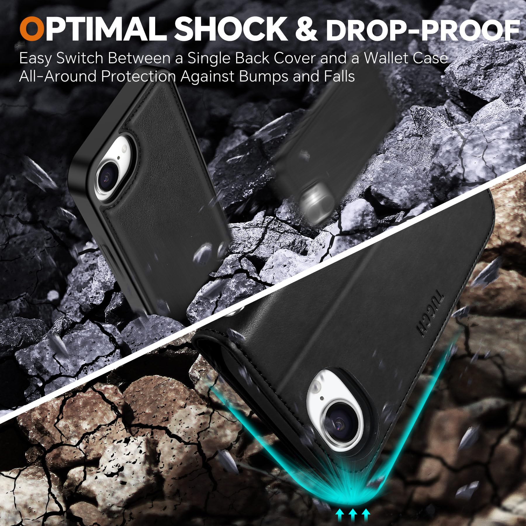 iPhone 16e Wallet 6.1", [Wrist Strap] [Detachable] Magnetic PU Leather Wallet Case RFID Blocking [Wireless Charging] 4 Card Holders Stand Folio Cover for iPhone 16e, Plum Purple