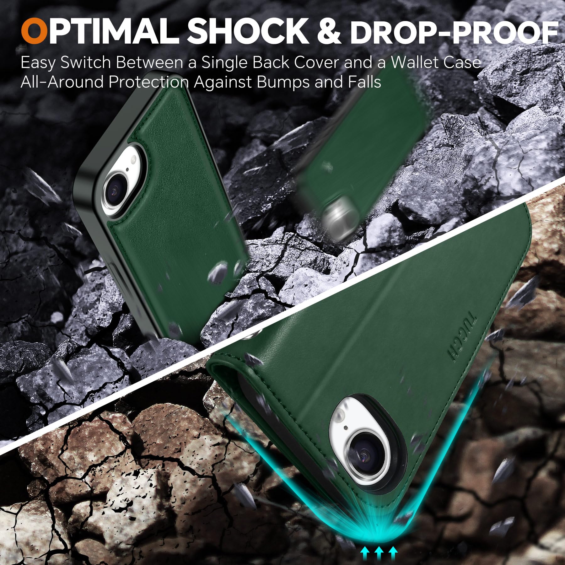 iPhone 16e Wallet 6.1", [Wrist Strap] [Detachable] Magnetic PU Leather Wallet Case RFID Blocking [Wireless Charging] 4 Card Holders Stand Folio Cover for iPhone 16e, Plum Purple