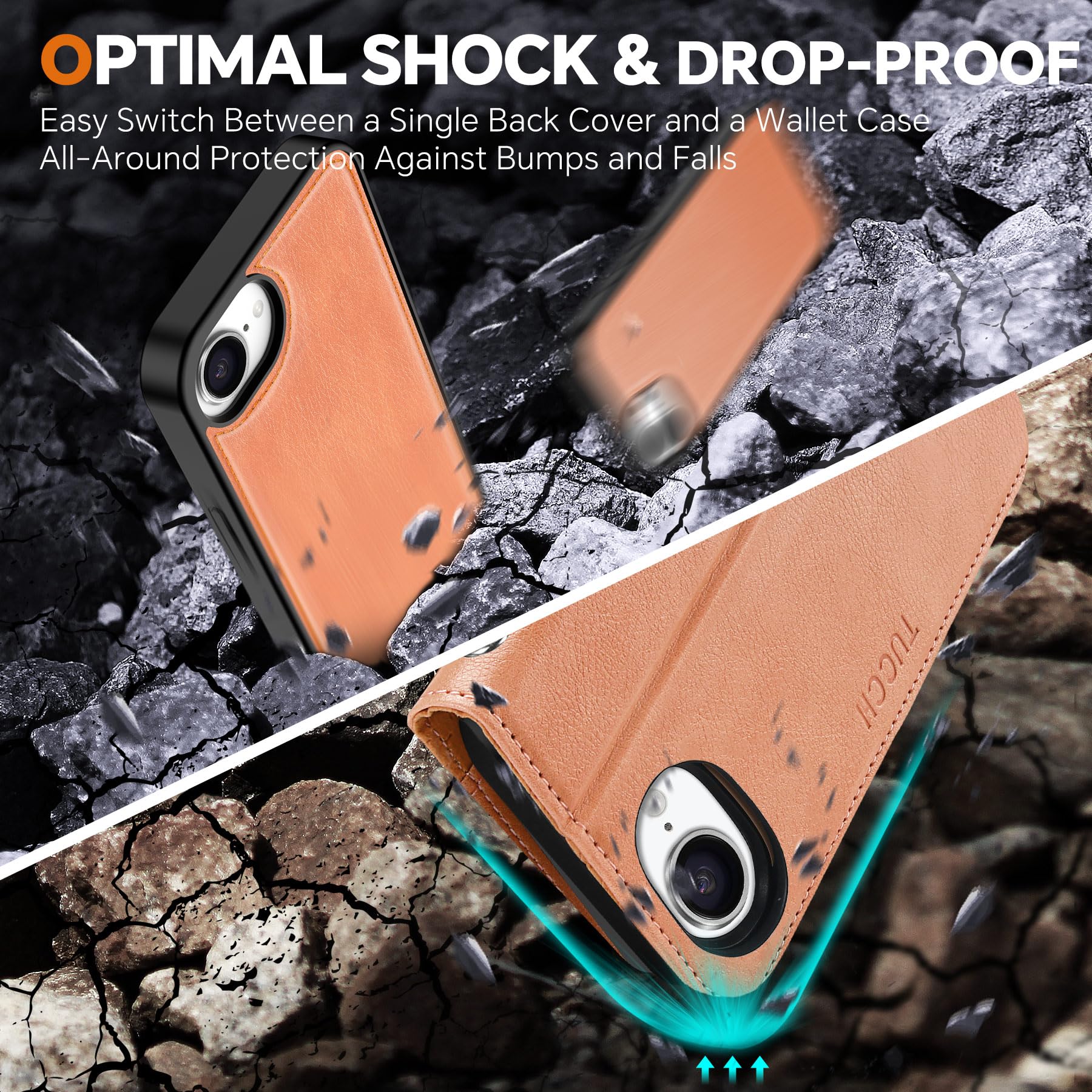 iPhone 16e Wallet 6.1", [Wrist Strap] [Detachable] Magnetic PU Leather Wallet Case RFID Blocking [Wireless Charging] 4 Card Holders Stand Folio Cover for iPhone 16e, Plum Purple