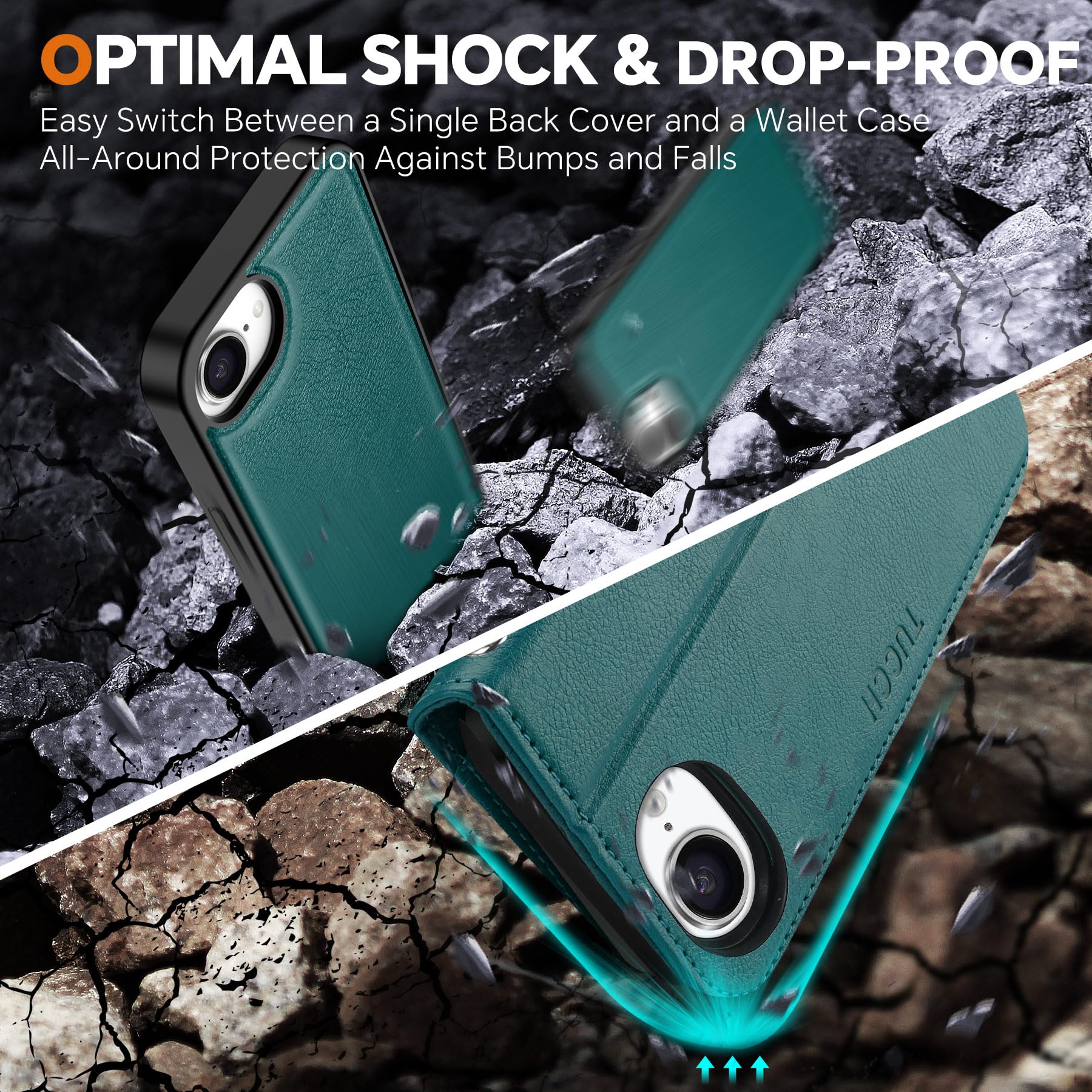 iPhone 16e Wallet 6.1", [Wrist Strap] [Detachable] Magnetic PU Leather Wallet Case RFID Blocking [Wireless Charging] 4 Card Holders Stand Folio Cover for iPhone 16e, Plum Purple