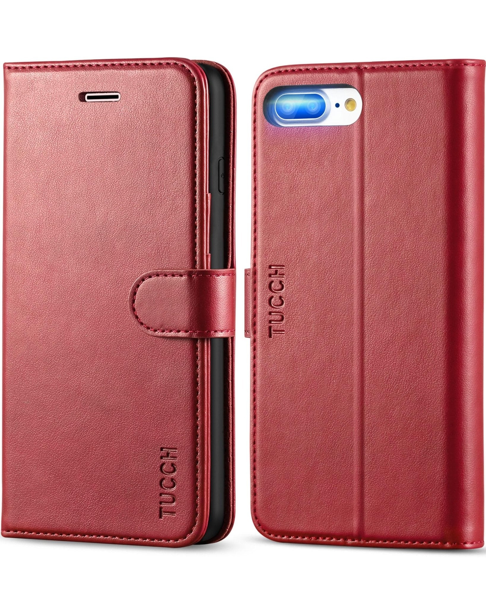 iPhone 8 Plus/iPhone 7 Plus, PU Leather Flip Cover with Card Slot Stand Holder, Magnetic Closure Shockproof TPU Interior Case Compatible with iPhone 7 Plus/8 Plus, Black