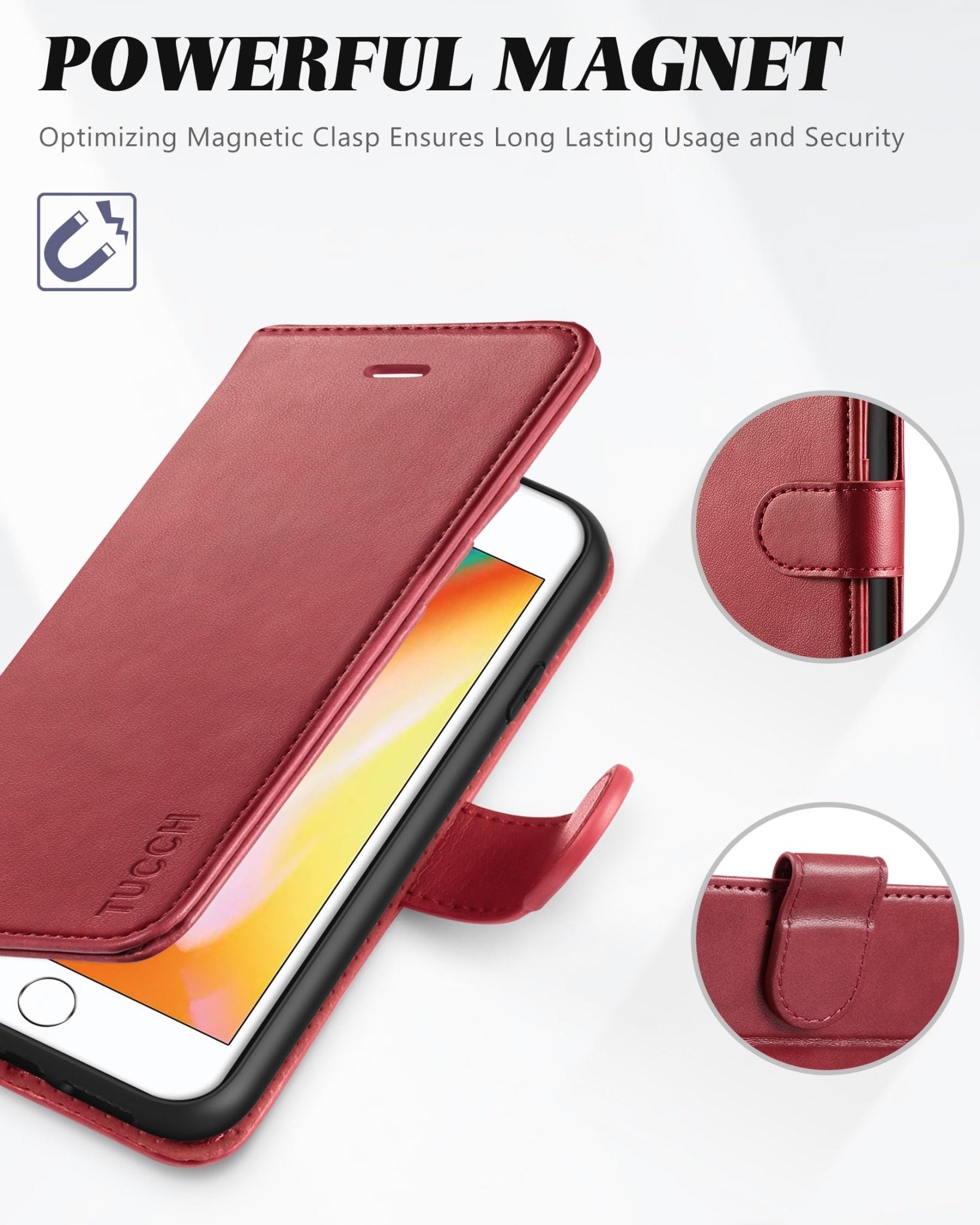 iPhone 8 Plus/iPhone 7 Plus, PU Leather Flip Cover with Card Slot Stand Holder, Magnetic Closure Shockproof TPU Interior Case Compatible with iPhone 7 Plus/8 Plus, Black