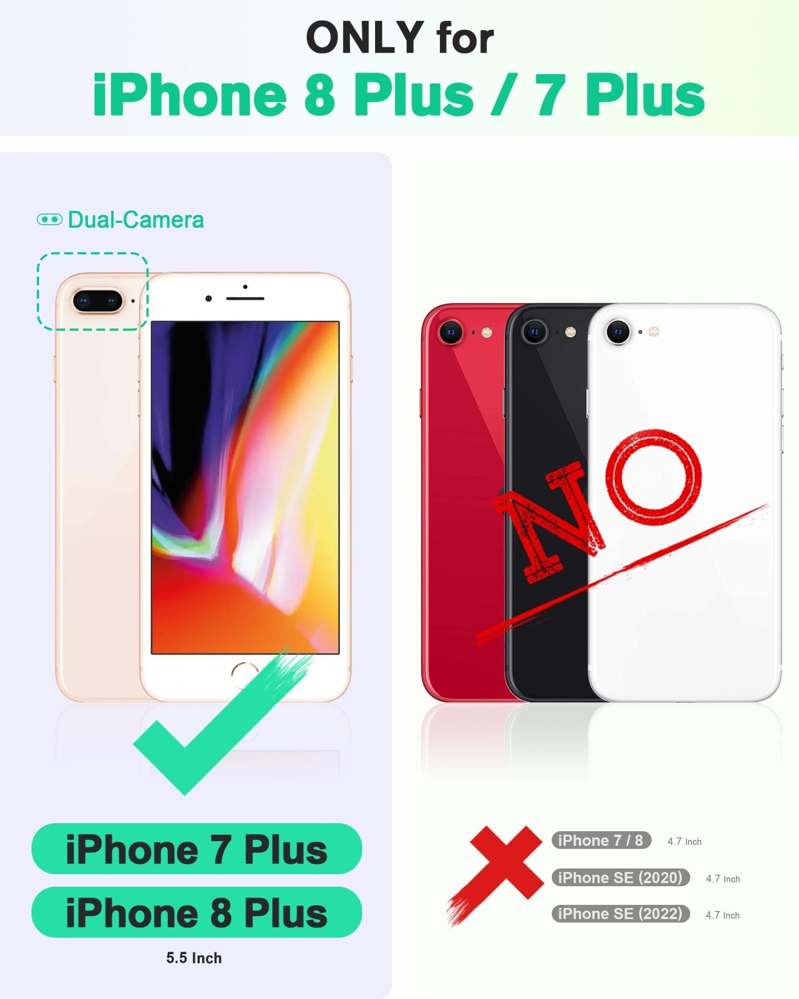 iPhone 8 Plus/iPhone 7 Plus, PU Leather Flip Cover with Card Slot Stand Holder, Magnetic Closure Shockproof TPU Interior Case Compatible with iPhone 7 Plus/8 Plus, Black