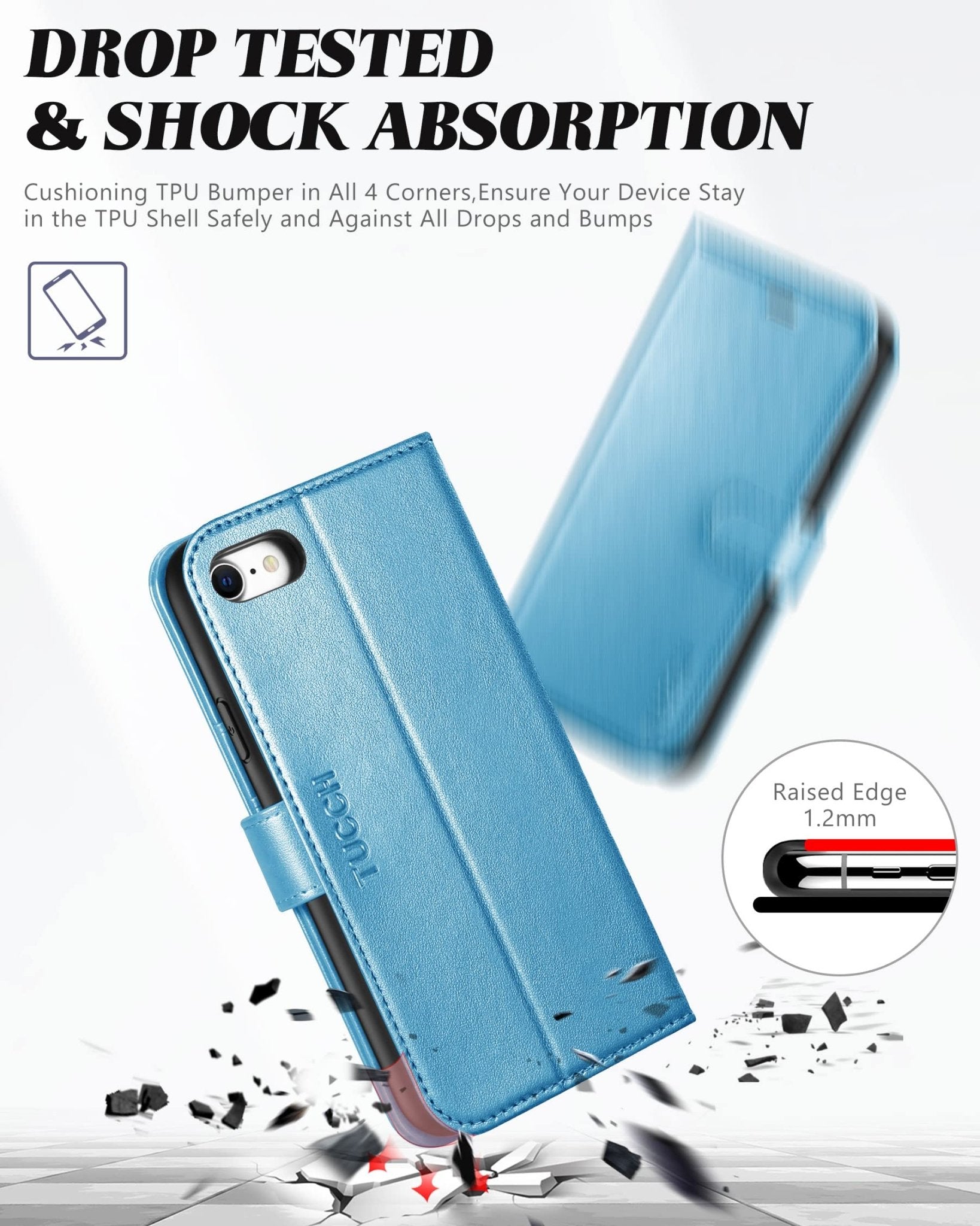 iPhone SE 2022/ iPhone 7/8/iPhone SE 2020, PU Leather 3 Card Slots Stand Magnetic Flip Folio Cover TPU Shockproof Inner Shell, Black