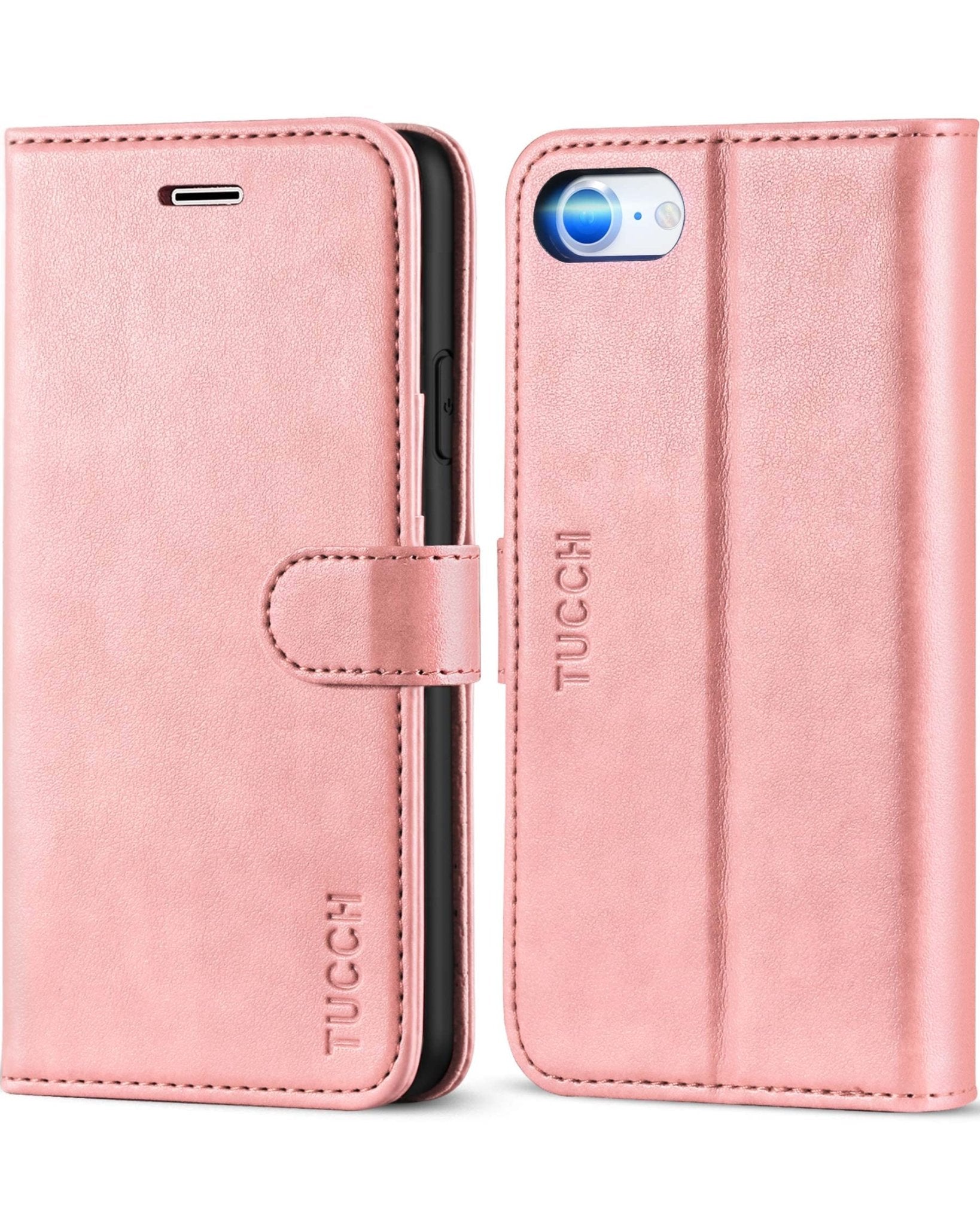 iPhone SE 2022/ iPhone 7/8/iPhone SE 2020, PU Leather 3 Card Slots Stand Magnetic Flip Folio Cover TPU Shockproof Inner Shell, Black