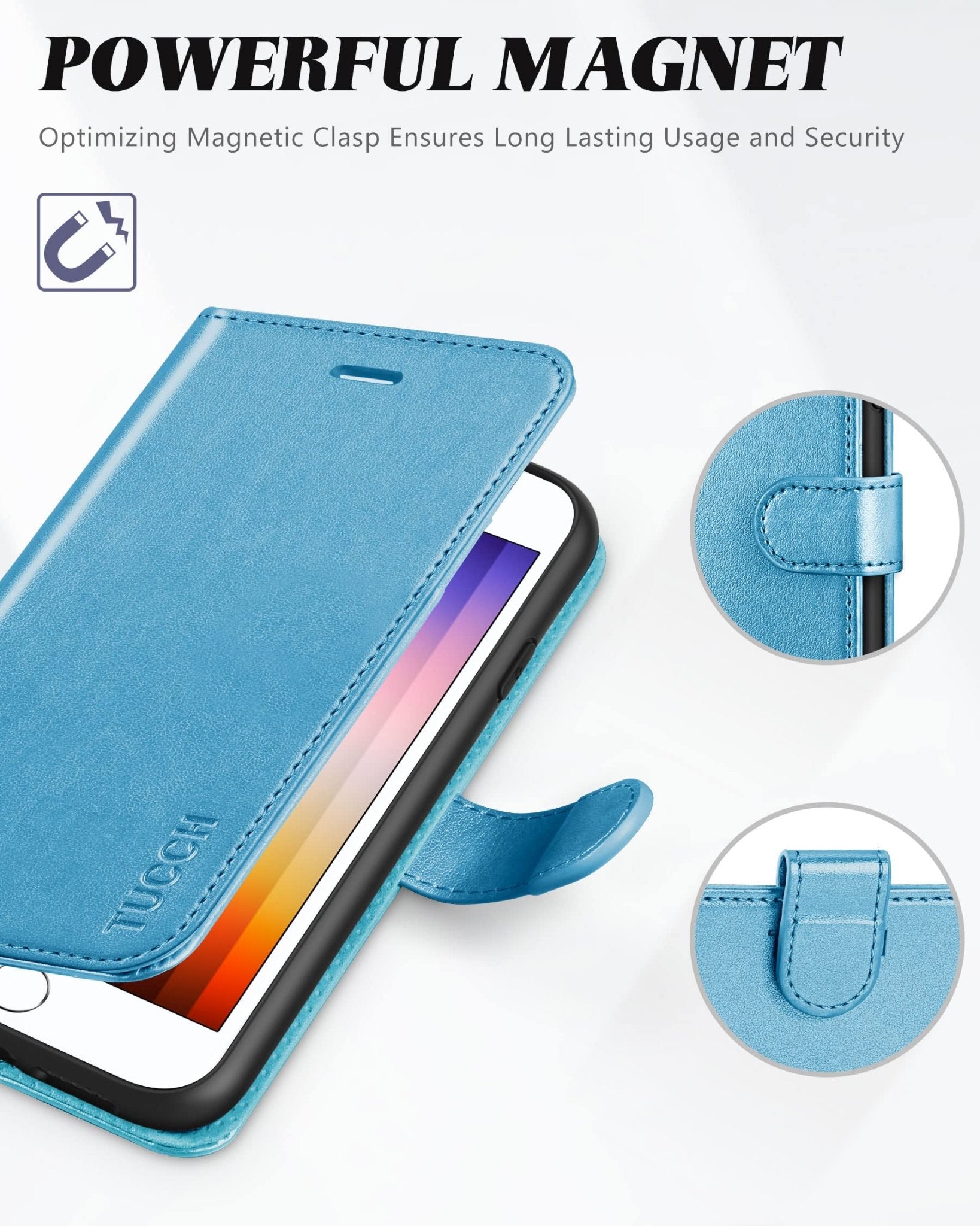 iPhone SE 2022/ iPhone 7/8/iPhone SE 2020, PU Leather 3 Card Slots Stand Magnetic Flip Folio Cover TPU Shockproof Inner Shell, Black