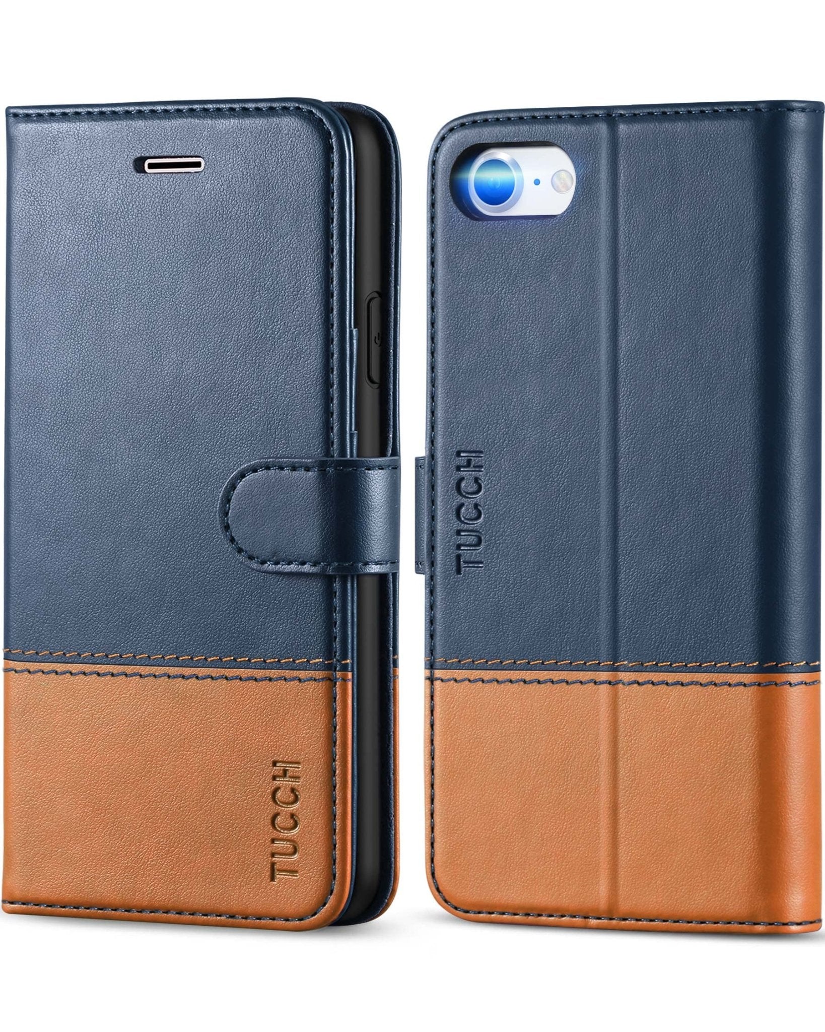 iPhone SE 2022/ iPhone 7/8/iPhone SE 2020, PU Leather 3 Card Slots Stand Magnetic Flip Folio Cover TPU Shockproof Inner Shell, Black