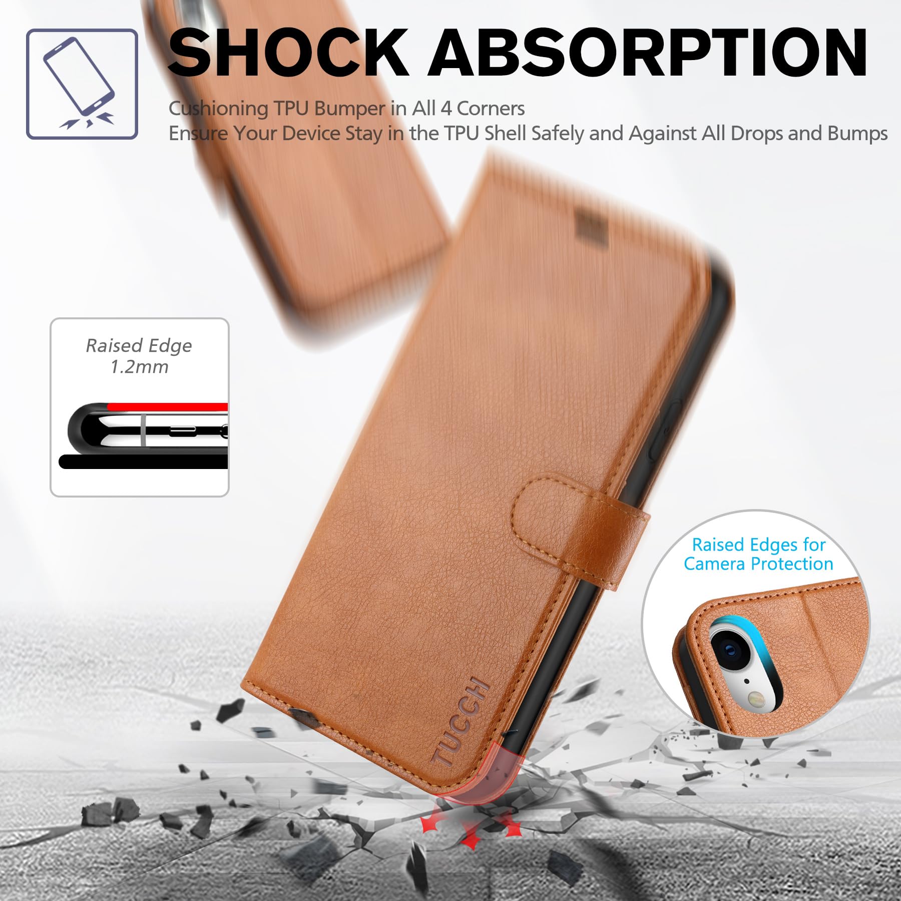 iPhone XR, Kickstand RFID Blocking Credit Card Slot PU Leather Folio Phone Cover with Wireless Charging [Shockproof TPU Shell] Compatible with iPhone XR 6.1, Black