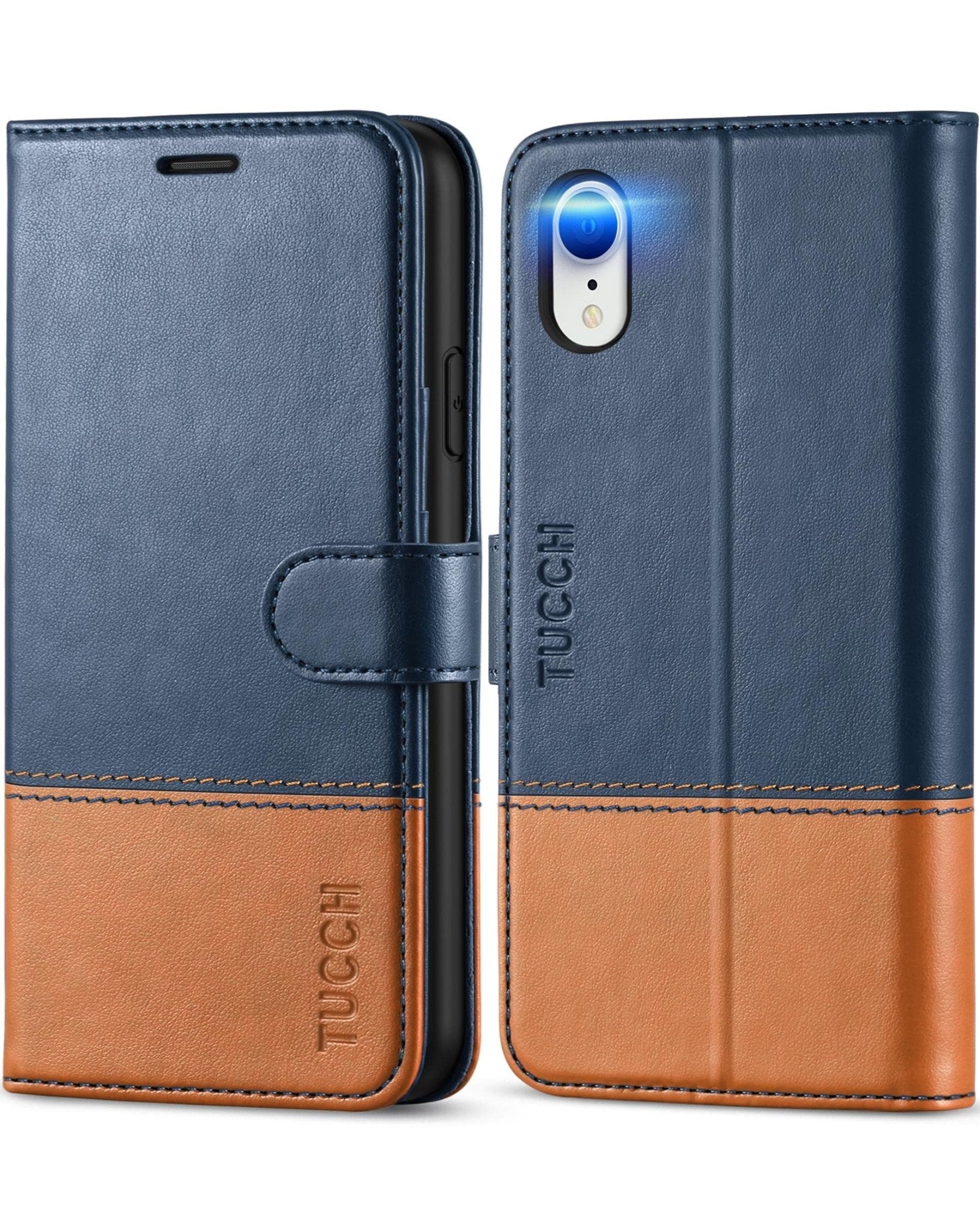 iPhone XR, Kickstand RFID Blocking Credit Card Slot PU Leather Folio Phone Cover with Wireless Charging [Shockproof TPU Shell] Compatible with iPhone XR 6.1, Black