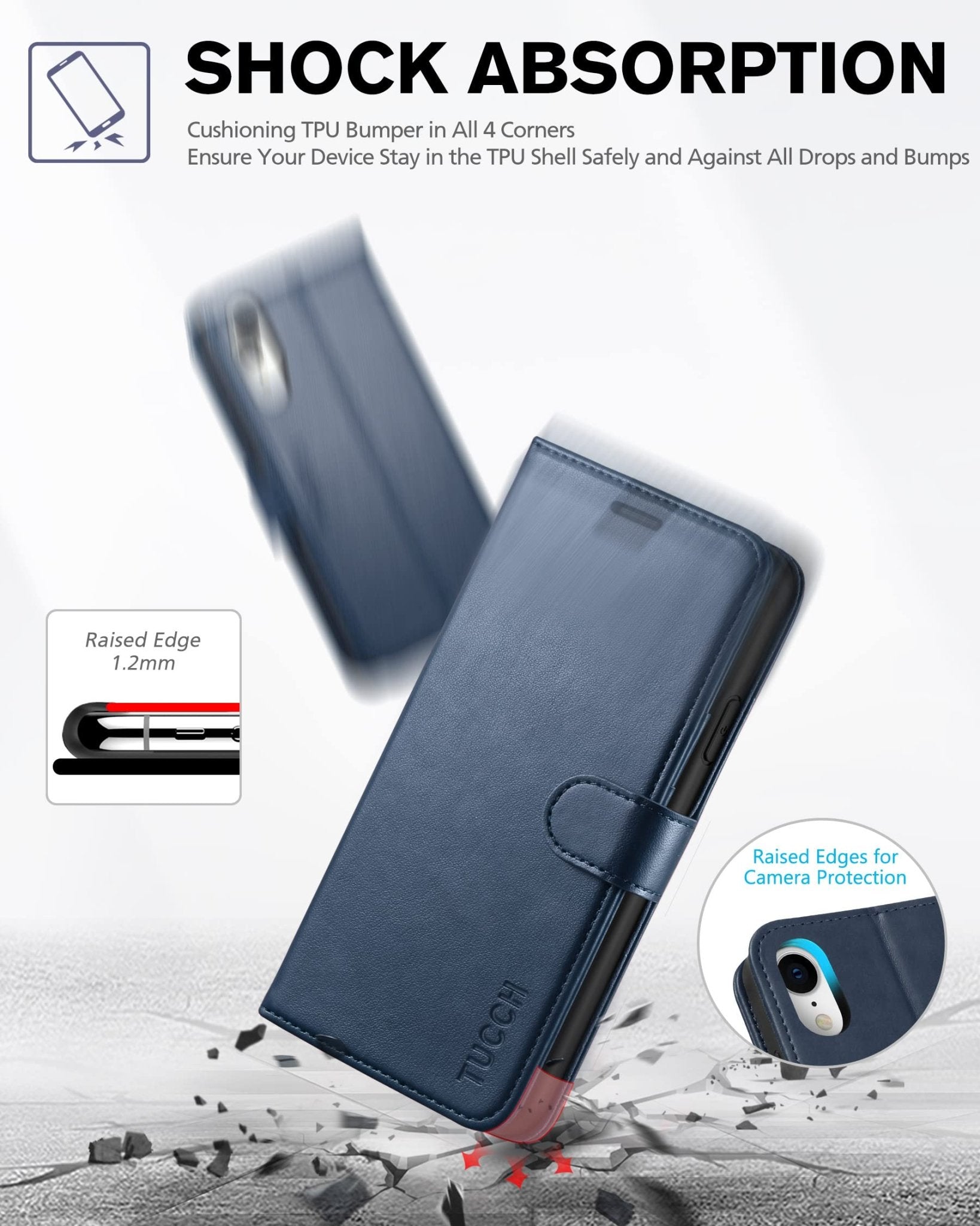 iPhone XR, Kickstand RFID Blocking Credit Card Slot PU Leather Folio Phone Cover with Wireless Charging [Shockproof TPU Shell] Compatible with iPhone XR 6.1, Black