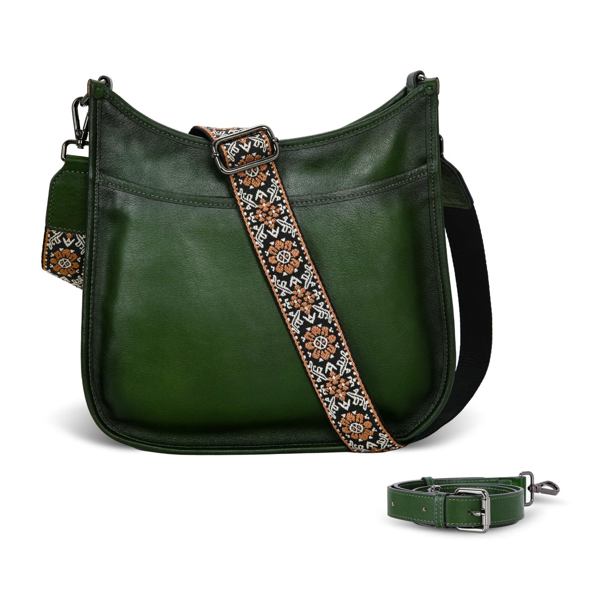 Iswee Crossbody Bags for Women Genuine Leather Purses Vintage Shoulder Handbags Travel Cross Body Bag with Boho Strap