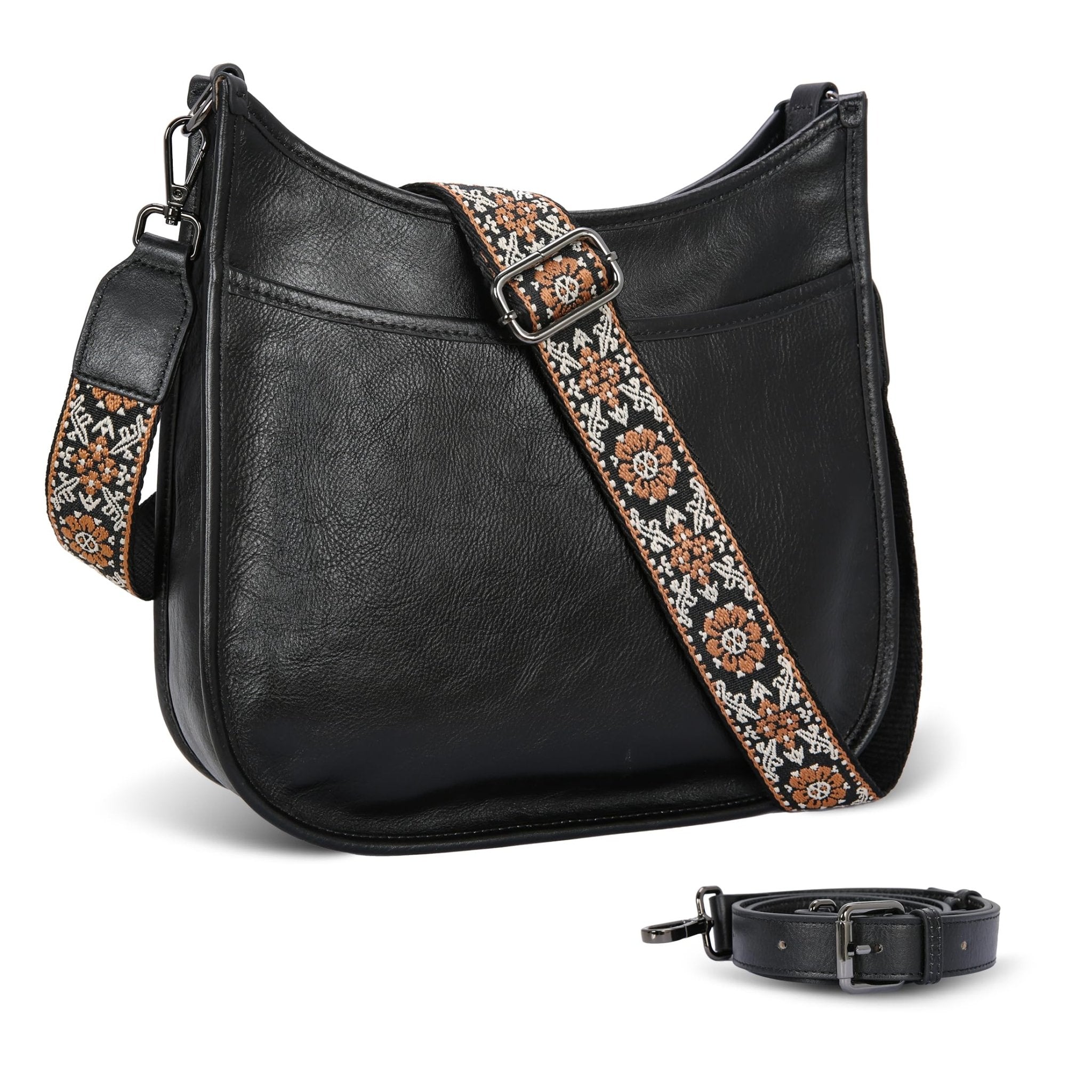 Iswee Crossbody Bags for Women Genuine Leather Purses Vintage Shoulder Handbags Travel Cross Body Bag with Boho Strap