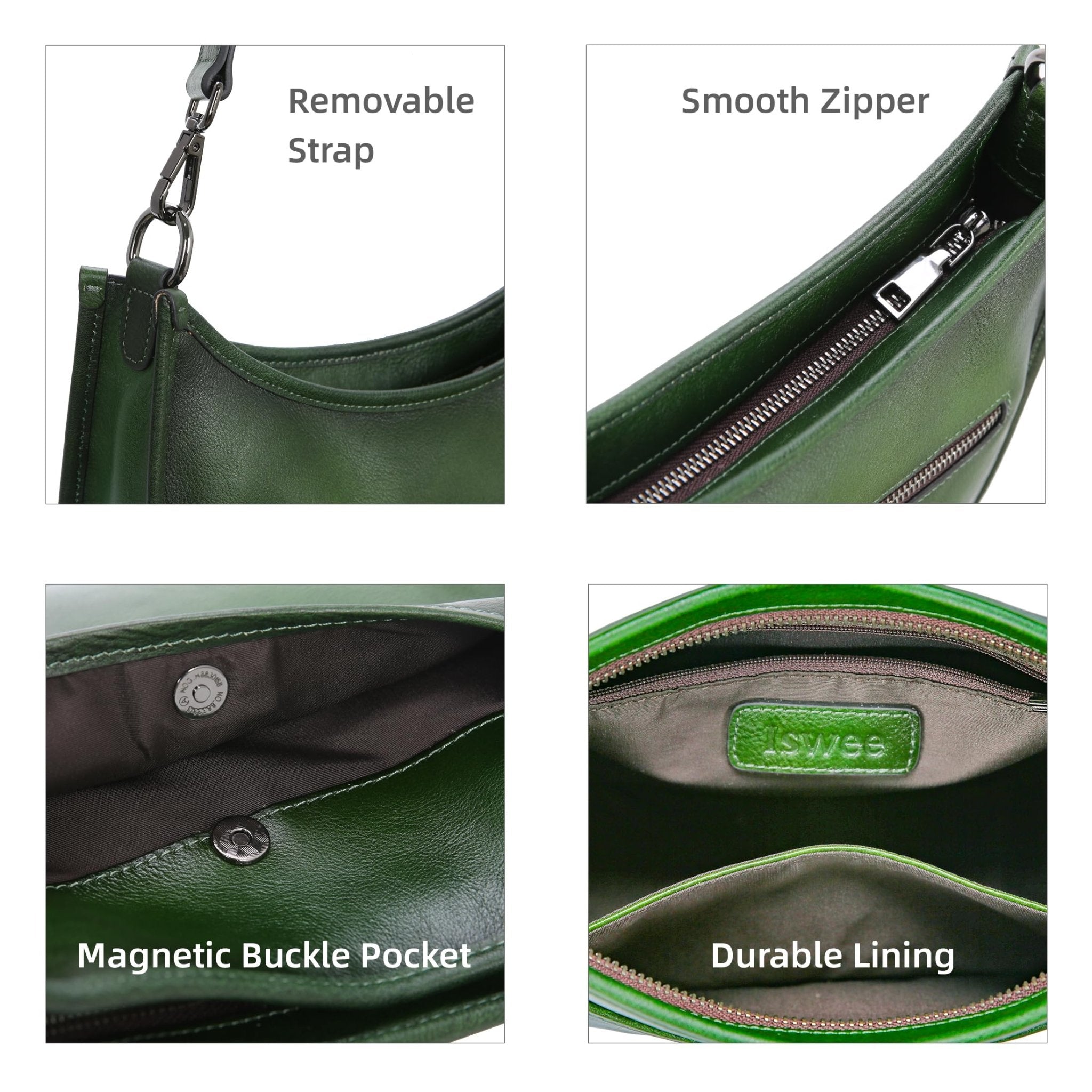 Iswee Crossbody Bags for Women Genuine Leather Purses Vintage Shoulder Handbags Travel Cross Body Bag with Boho Strap