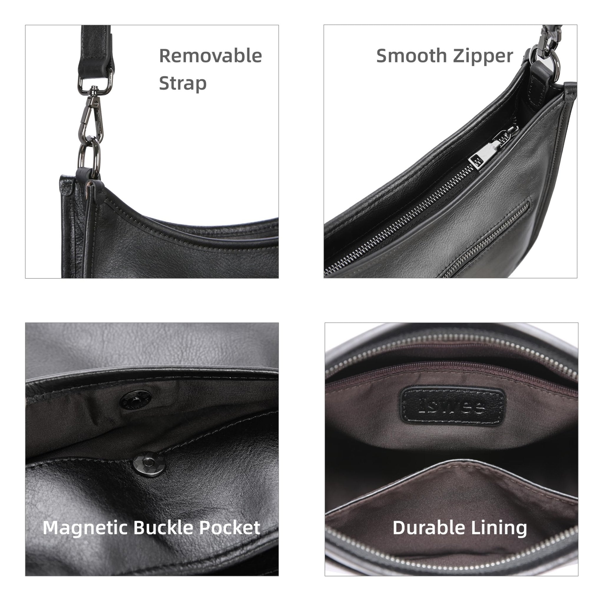 Iswee Crossbody Bags for Women Genuine Leather Purses Vintage Shoulder Handbags Travel Cross Body Bag with Boho Strap