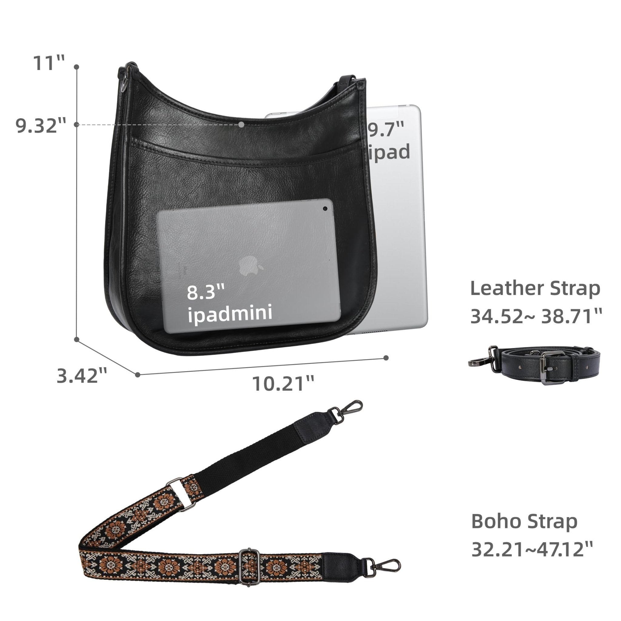 Iswee Crossbody Bags for Women Genuine Leather Purses Vintage Shoulder Handbags Travel Cross Body Bag with Boho Strap