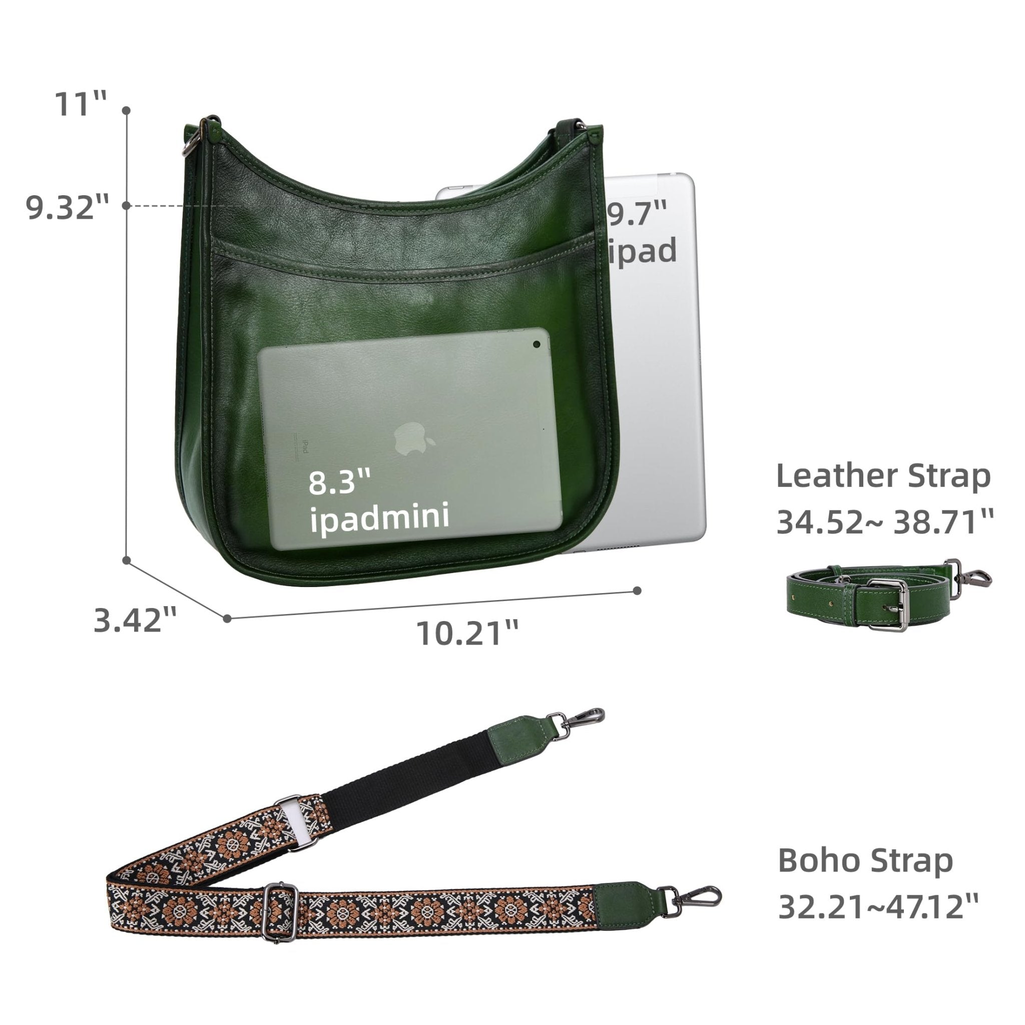 Iswee Crossbody Bags for Women Genuine Leather Purses Vintage Shoulder Handbags Travel Cross Body Bag with Boho Strap